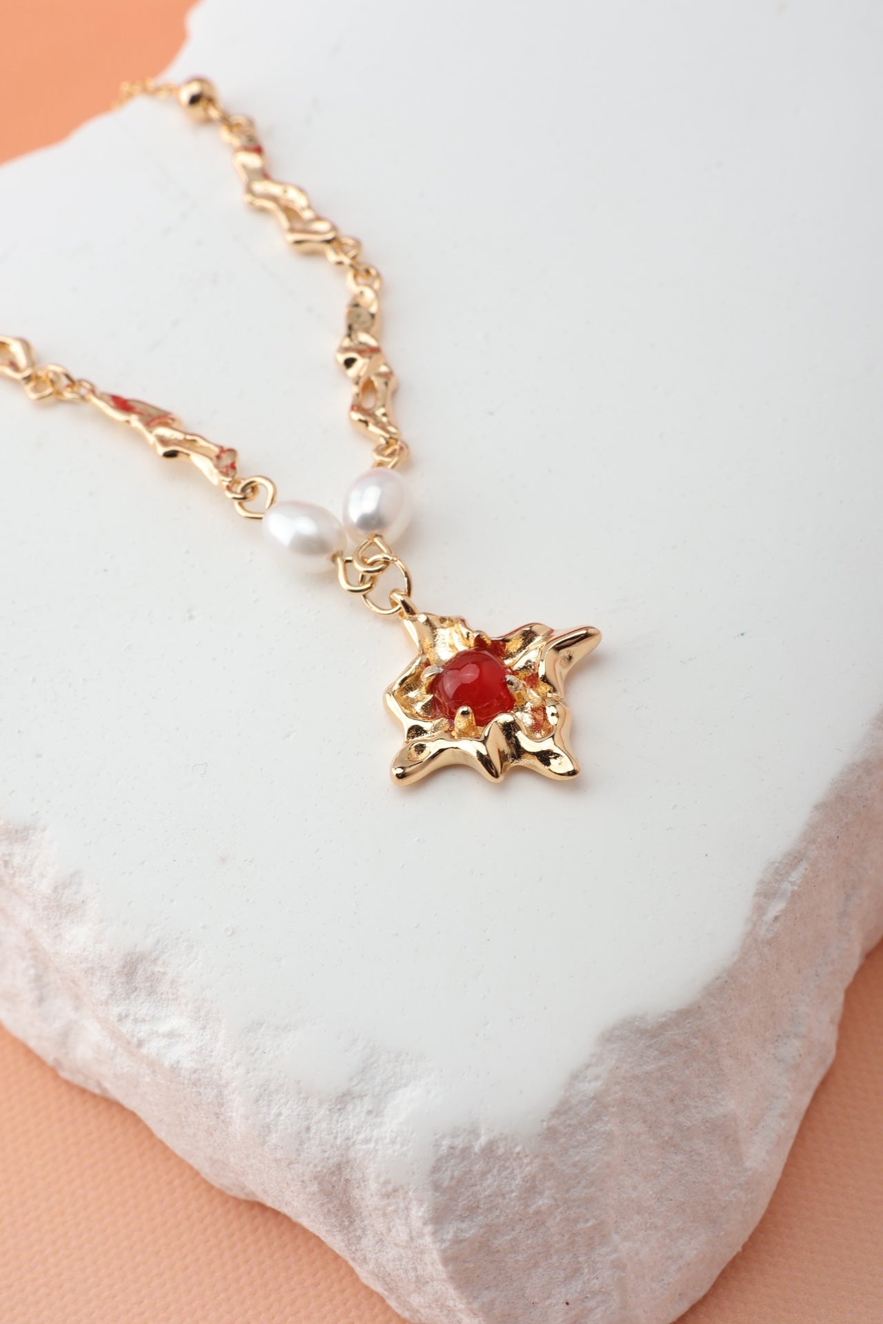Red Agate chain Necklace/ Ready to wear - AD Jewellery Copenhagen