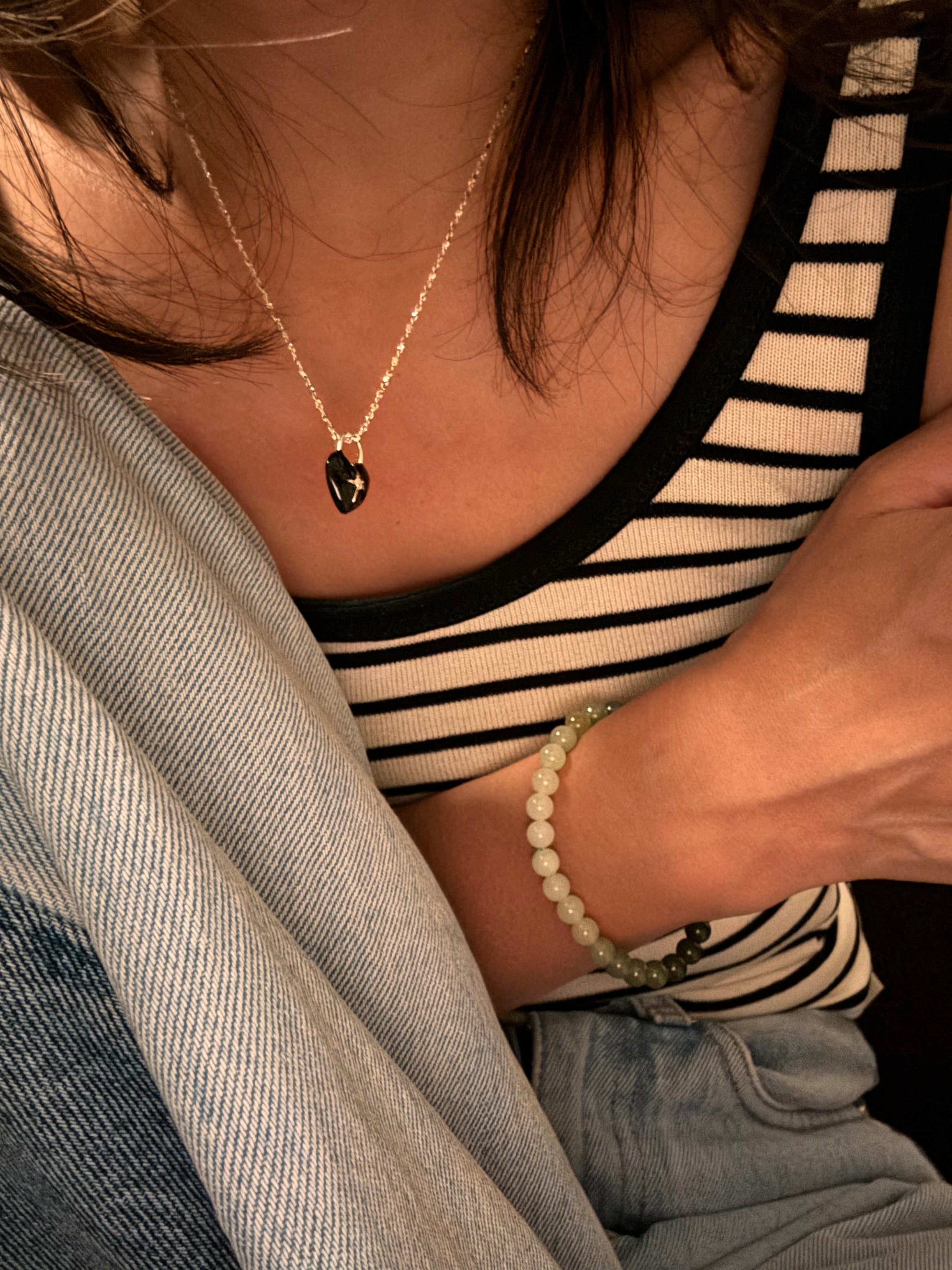 Black Heart Pendant Silver Necklace/ Ready to wear - AD Jewellery Copenhagen