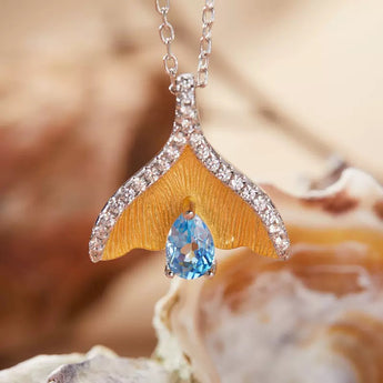 Sterling Silver & Gold Two-Tone Whale Tail Pendant Necklace |Copenhagen Memory - AD Jewellery Copenhagen