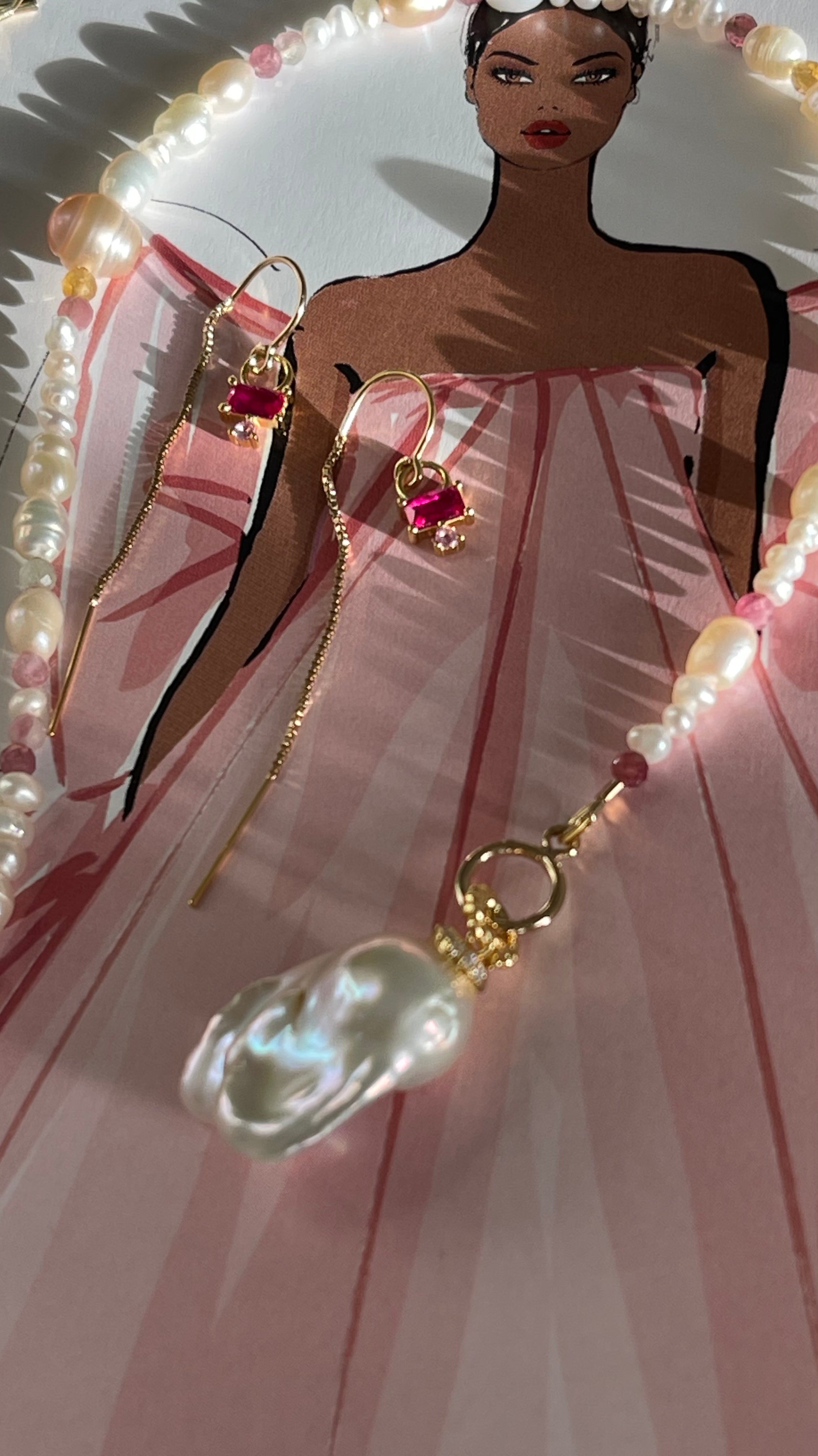 Red stones Earrings Mix and Match - AD Jewellery Copenhagen