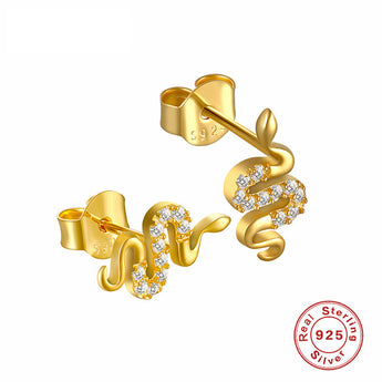 Gold snake Stud – Minimalist Single Earring | Stackable - AD Jewellery Copenhagen
