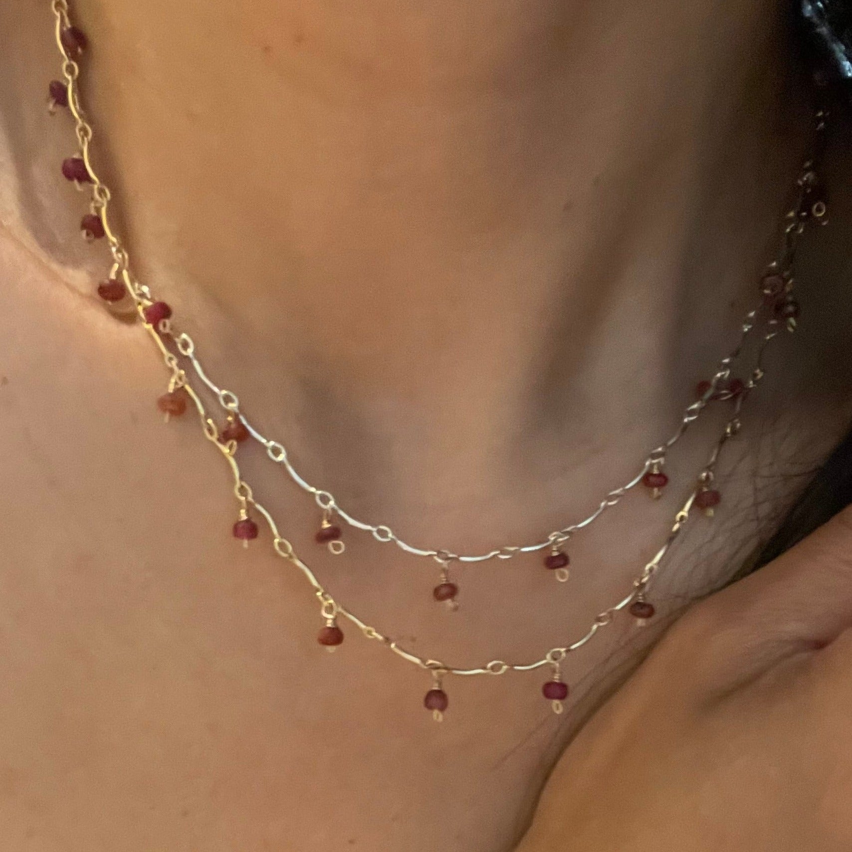 Ruby Birthstone Chain Necklace - July - AD Jewellery Copenhagen