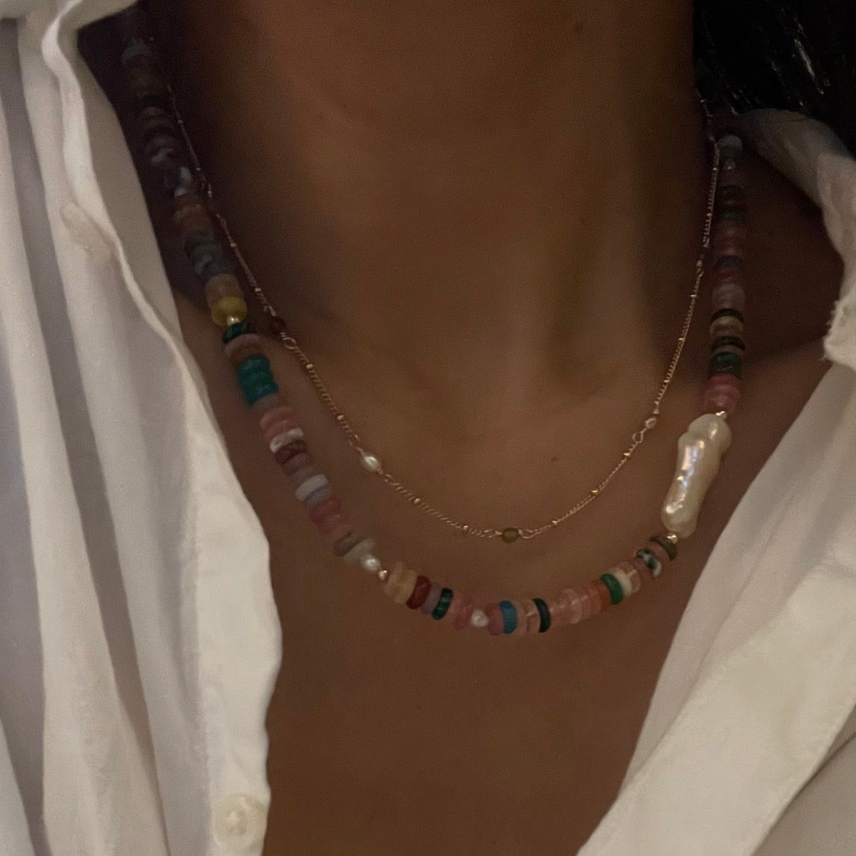 Multi color tourmaline gold Necklace - AD Jewellery Copenhagen