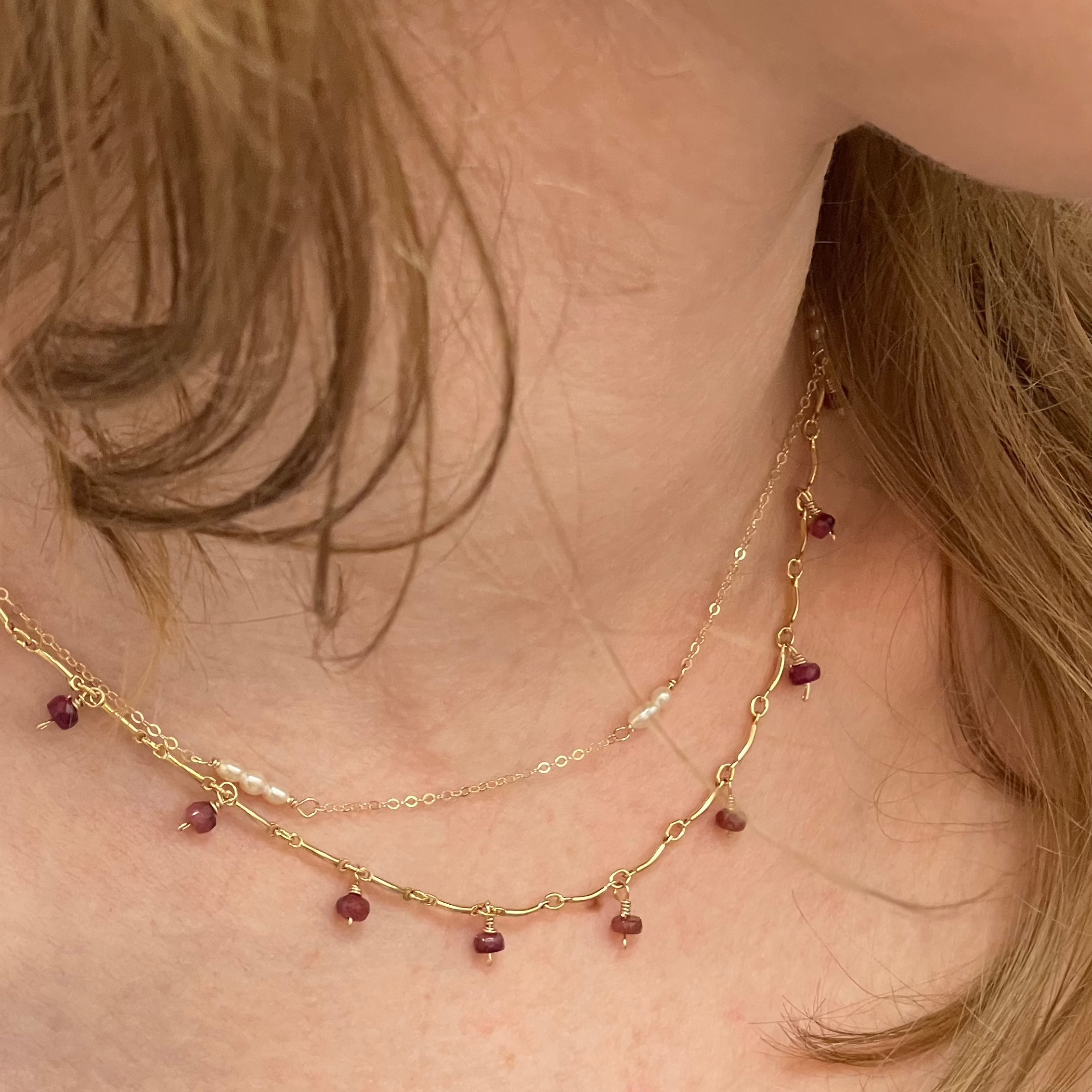Ruby Birthstone Chain Necklace - July - AD Jewellery Copenhagen