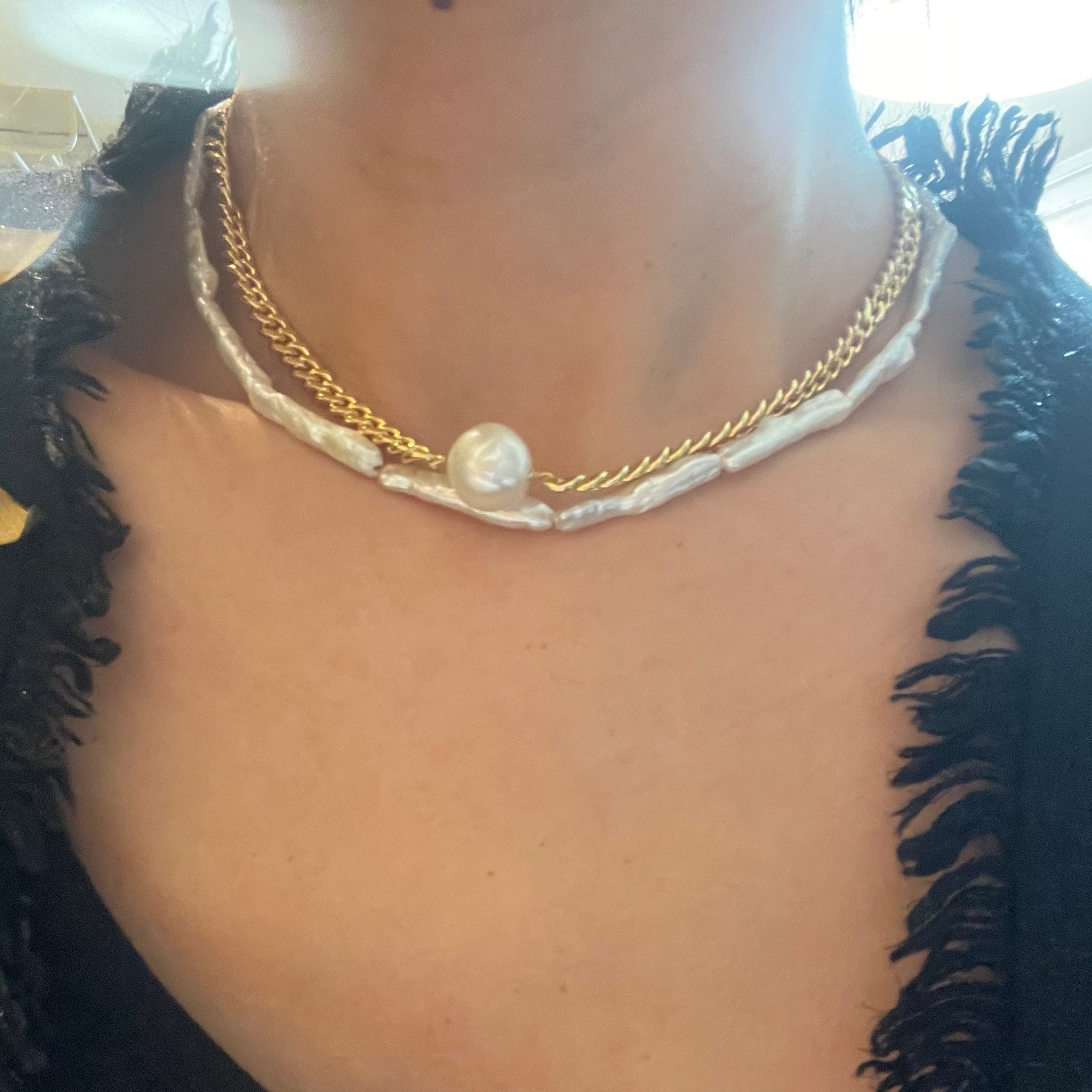 Cuban one Pearl Choker Necklace - AD Jewellery Copenhagen