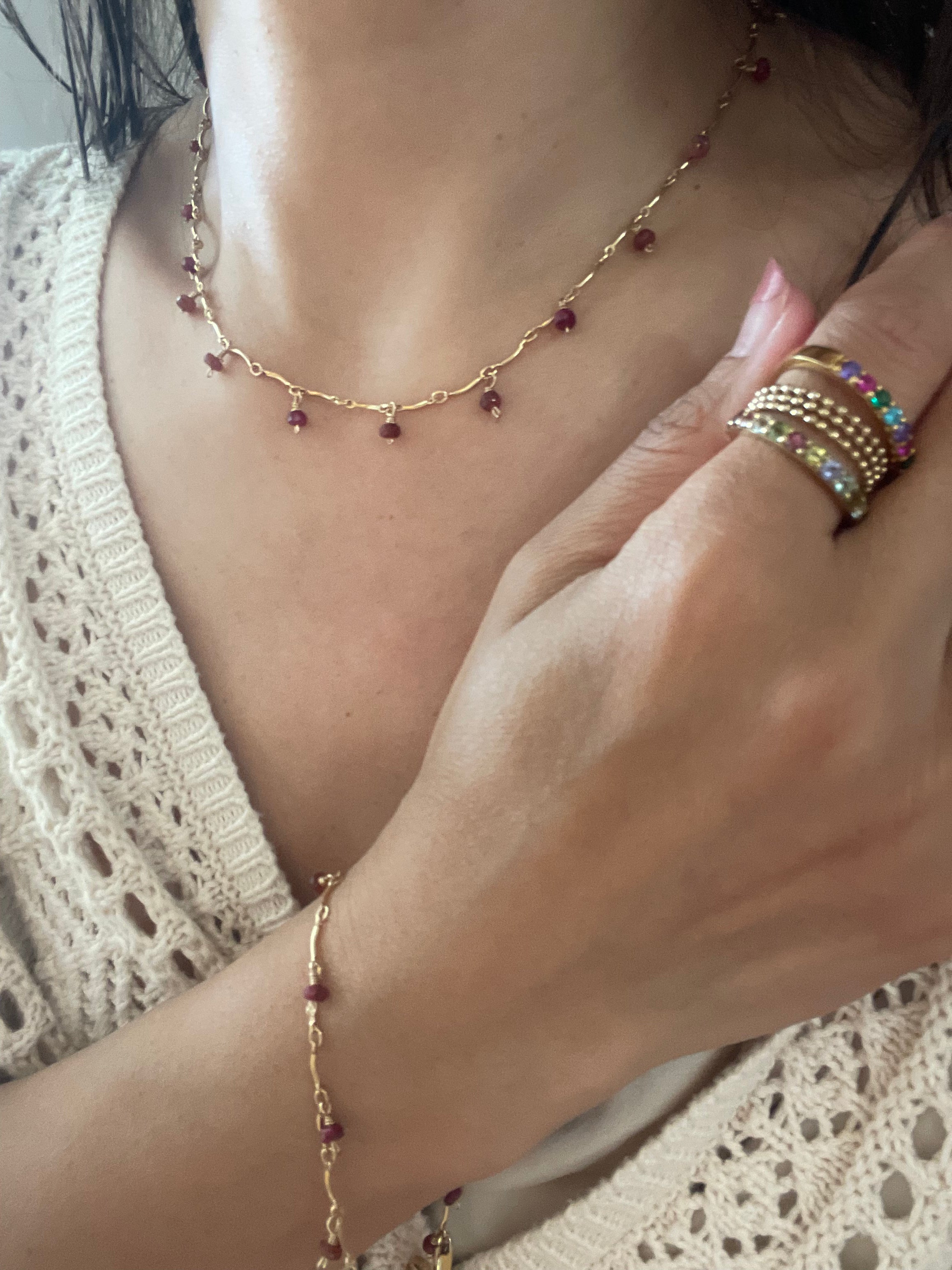 Ruby Birthstone Chain Necklace - July - AD Jewellery Copenhagen