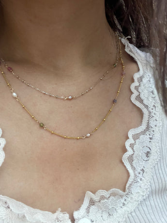 Multi color tourmaline gold Necklace - AD Jewellery Copenhagen