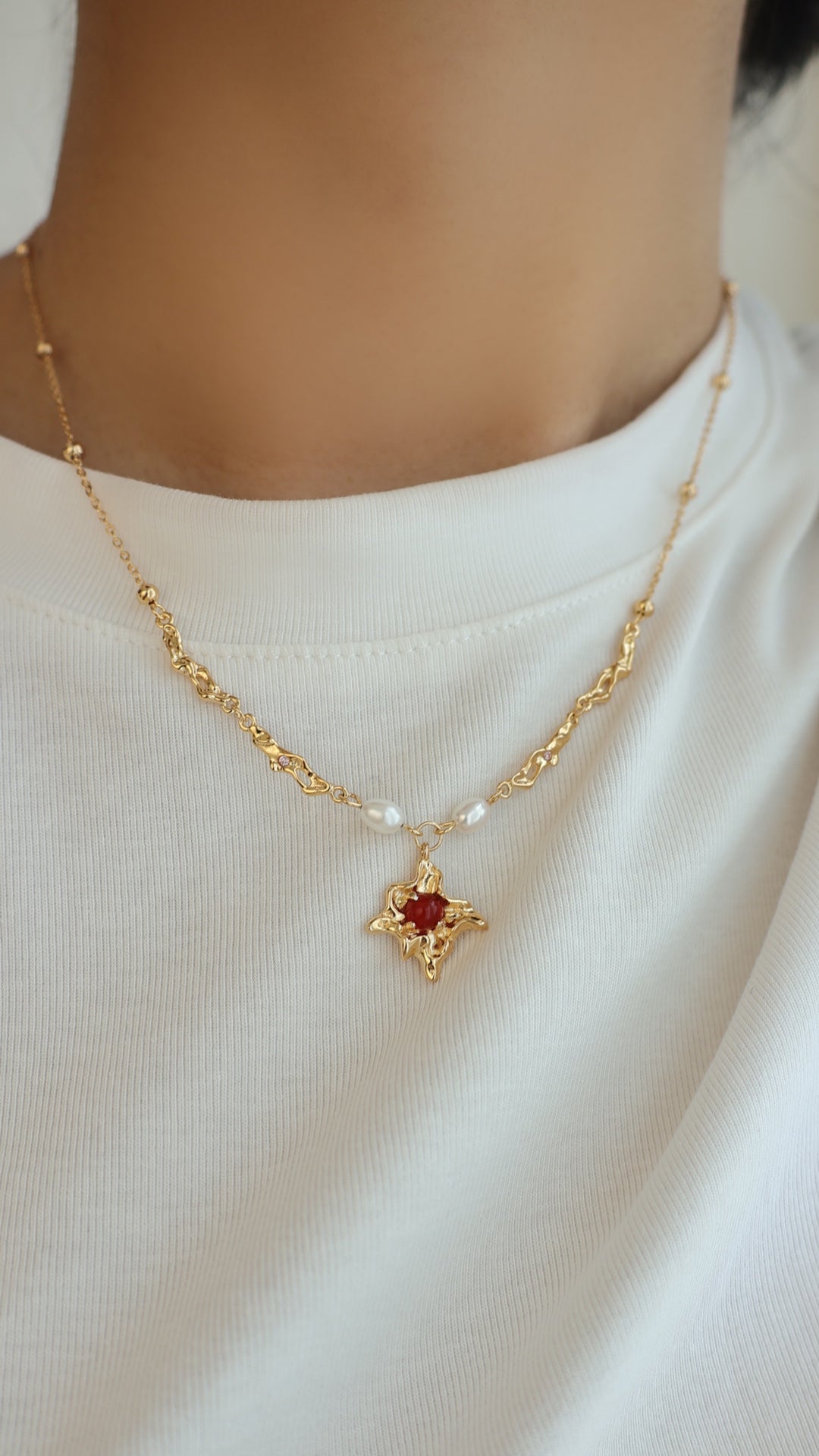 Red Agate chain Necklace/ Ready to wear - AD Jewellery Copenhagen
