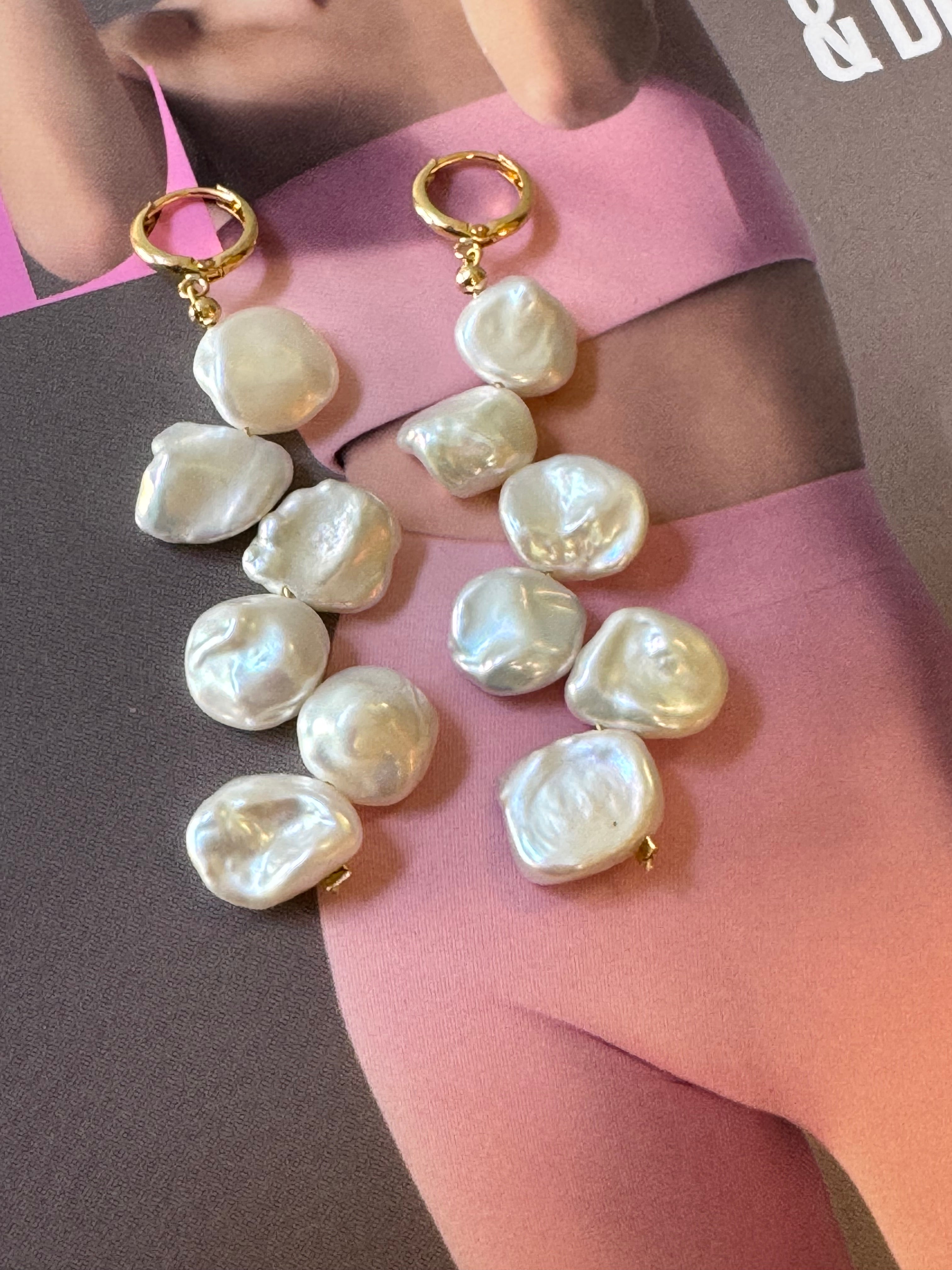 14K Gold Filled Floral Pearl Drops Earrings - AD Jewellery Copenhagen
