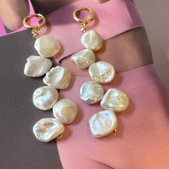 14K Gold Filled Floral Pearl Drops Earrings - AD Jewellery Copenhagen