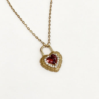Copenhagen Heart Red Garnet Pendant Necklace - AD Jewellery Copenhagen