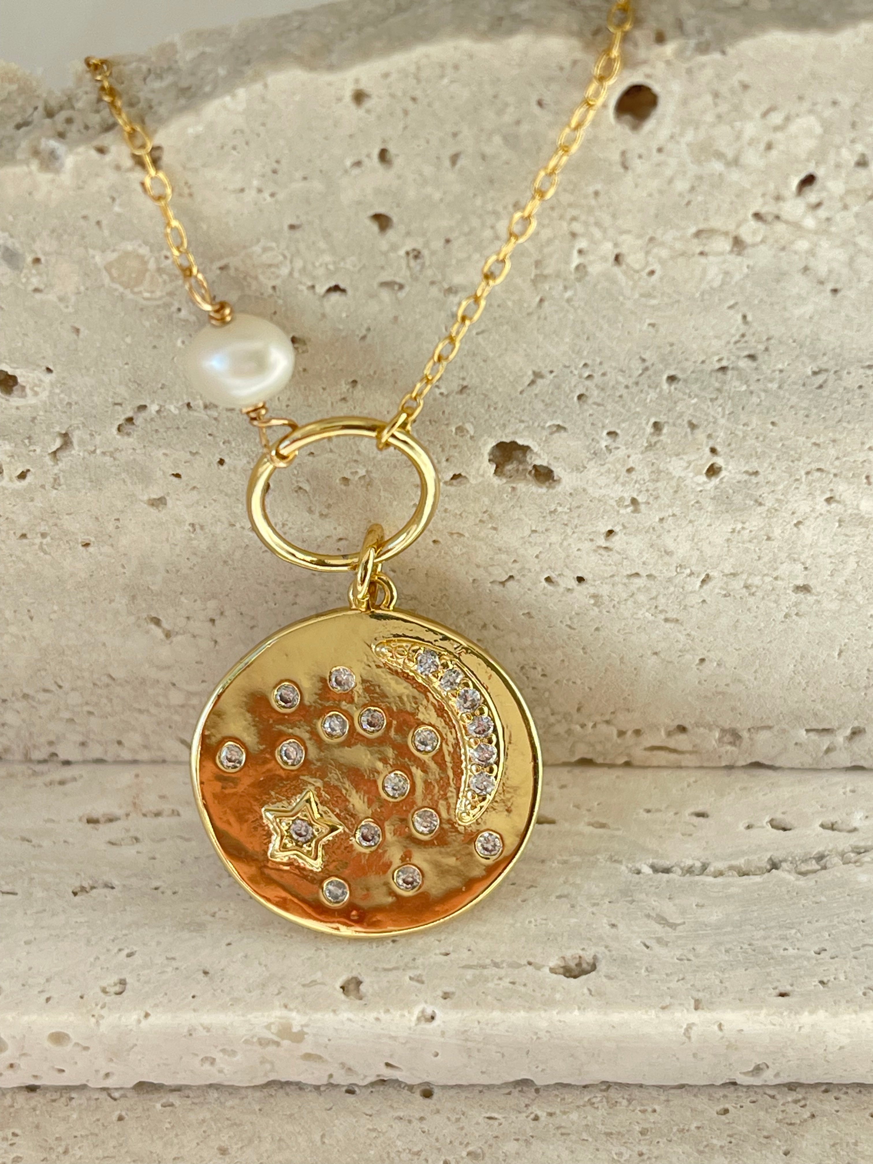 Luna Stars Pendant Gold Necklace - AD Jewellery Copenhagen