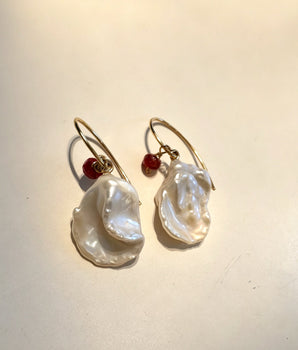 Margarit Flourish – Flower Petal Pearl & Raw Stone Earrings - AD Jewellery Copenhagen