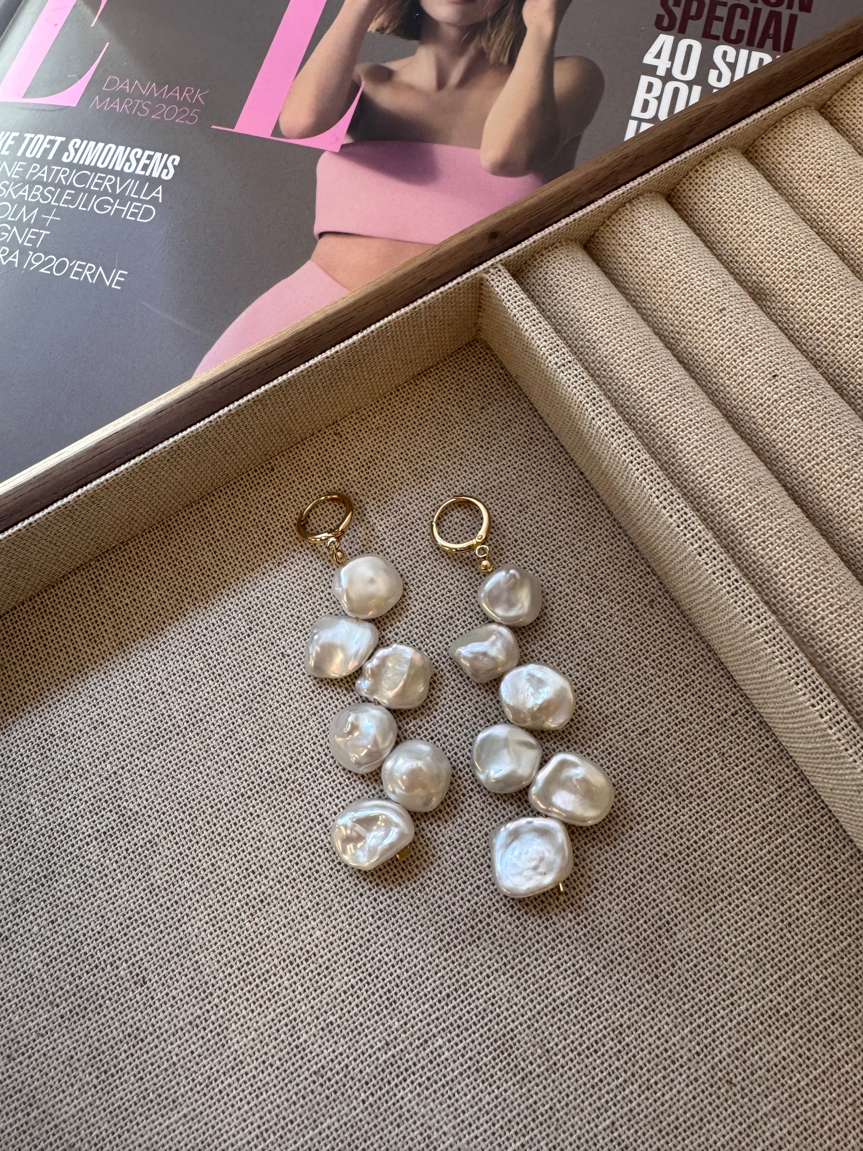 14K Gold Filled Floral Pearl Drops Earrings - AD Jewellery Copenhagen