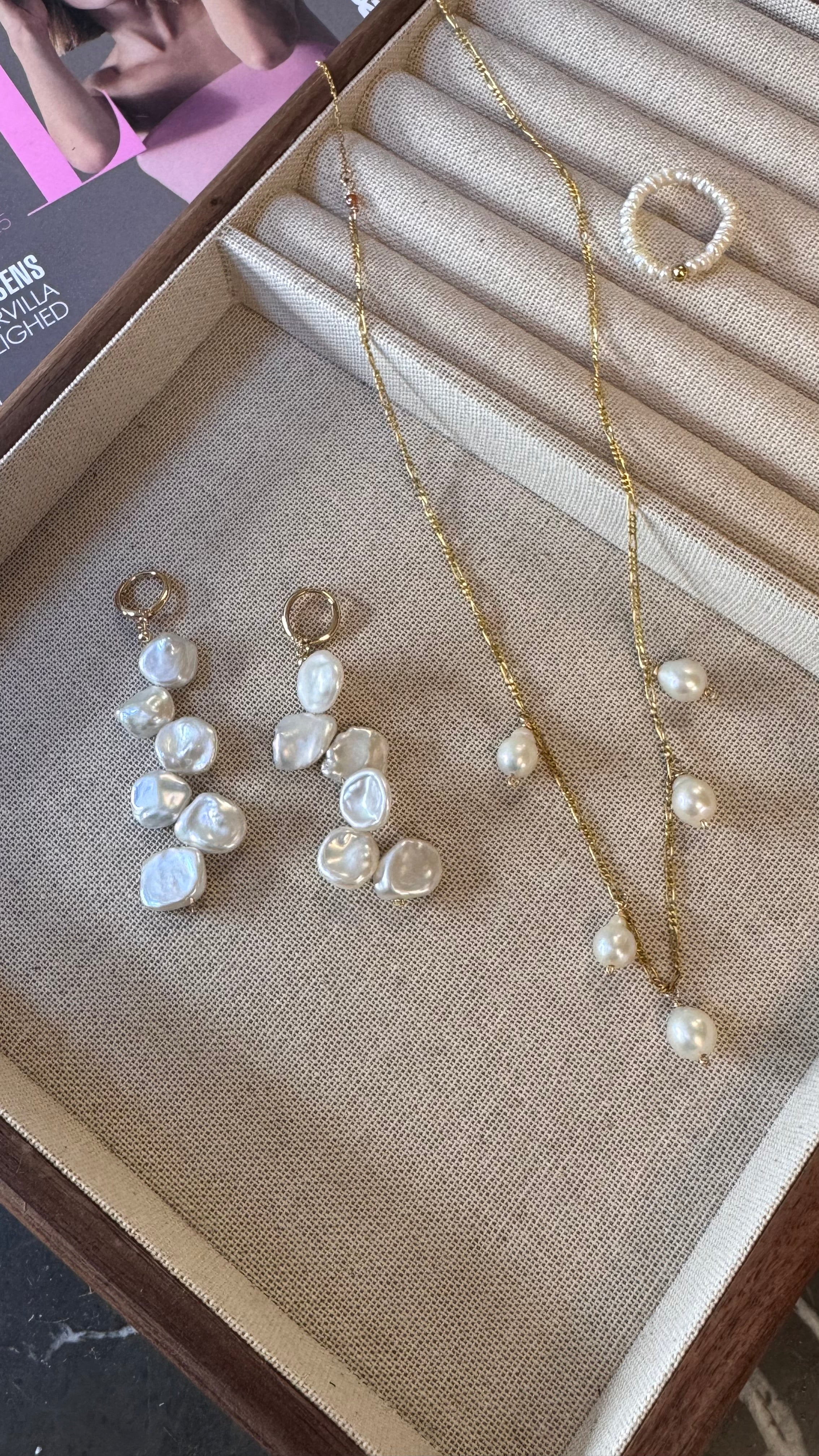 14K Gold Filled Floral Pearl Drops Earrings - AD Jewellery Copenhagen
