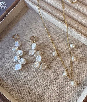 14K Gold Filled Floral Pearl Drops Earrings - AD Jewellery Copenhagen