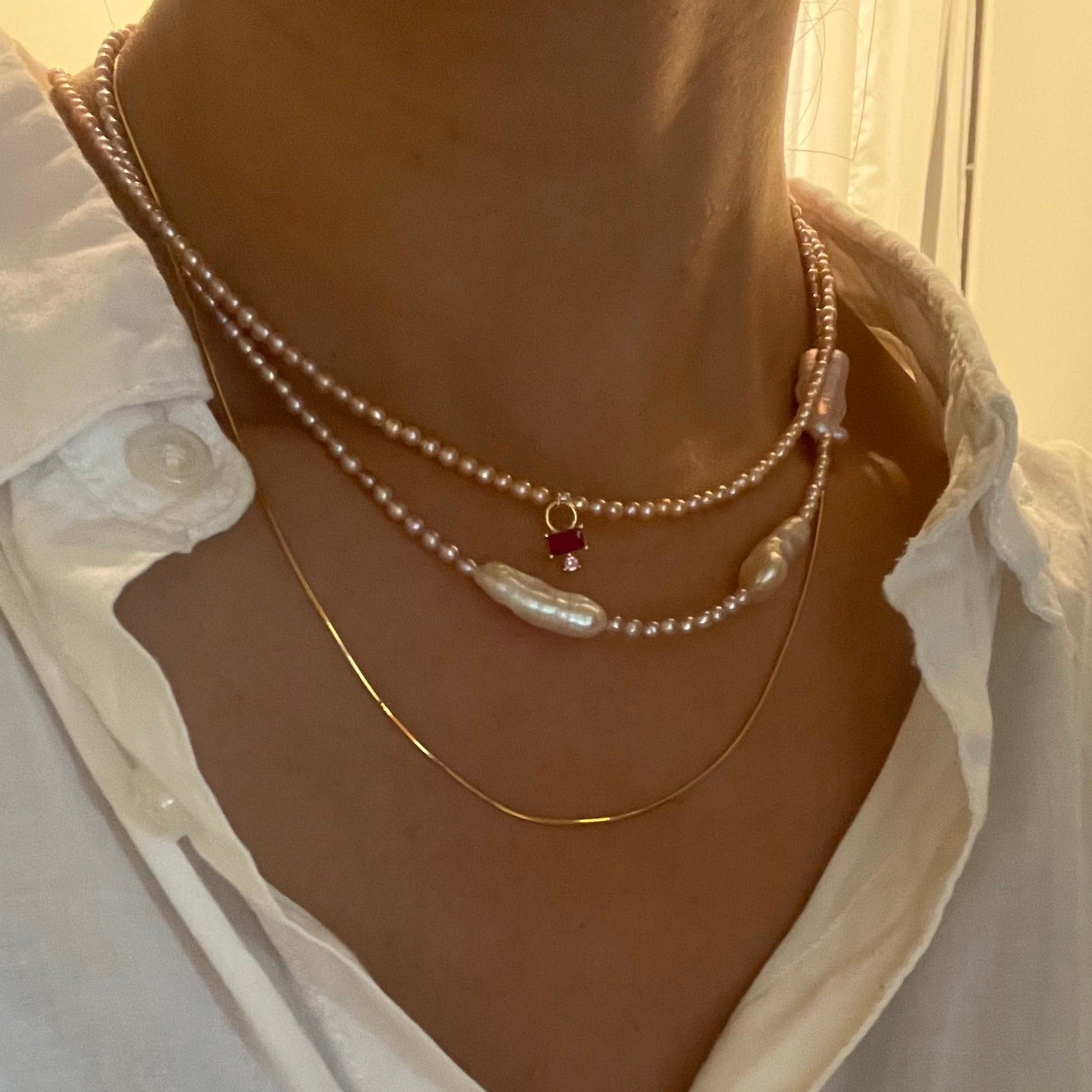No.6 Collection Pink Baroque Pearls Necklace - AD Jewellery Copenhagen
