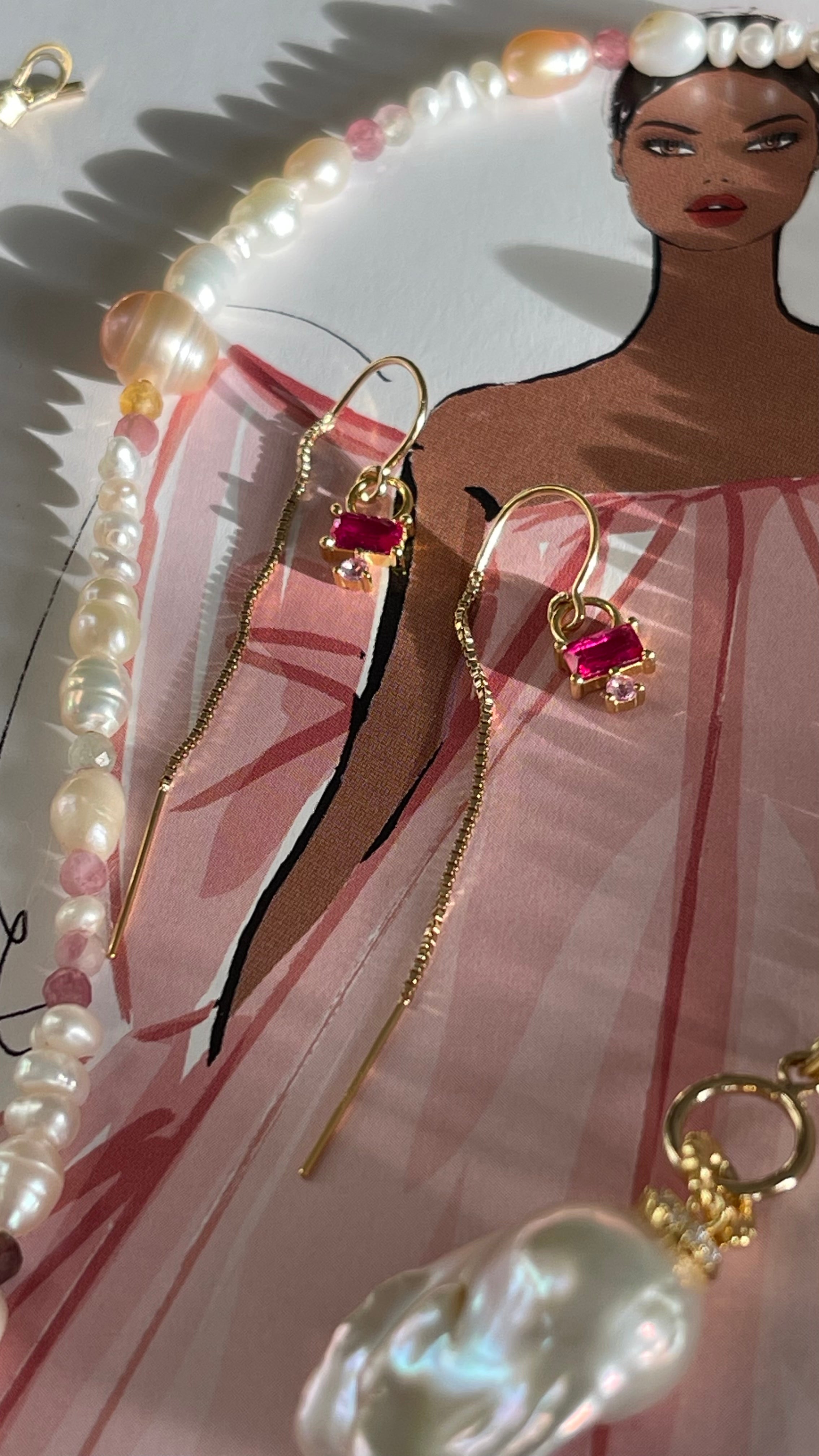 Red stones Earrings Mix and Match - AD Jewellery Copenhagen