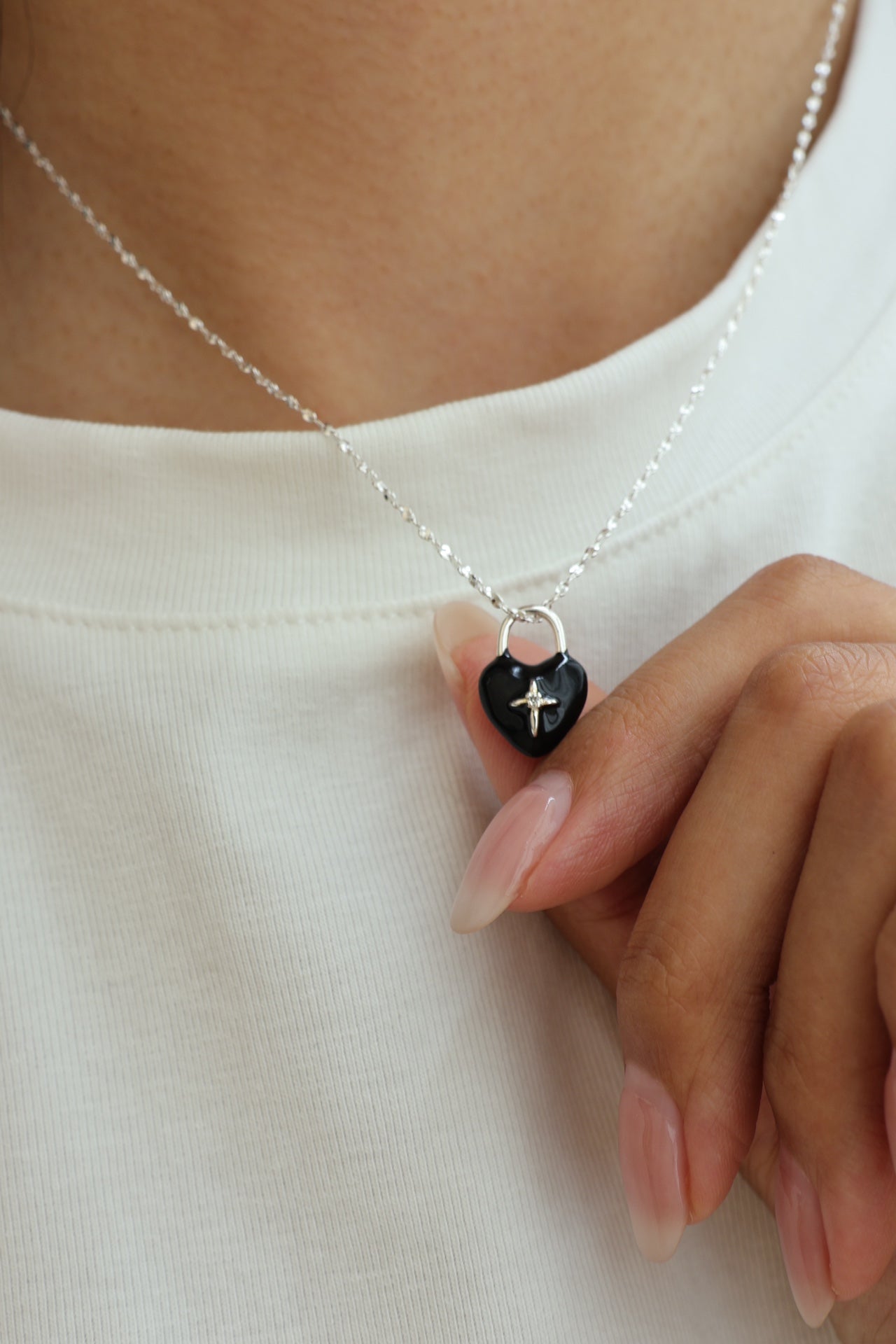 Black Heart Pendant Silver Necklace/ Ready to wear - AD Jewellery Copenhagen