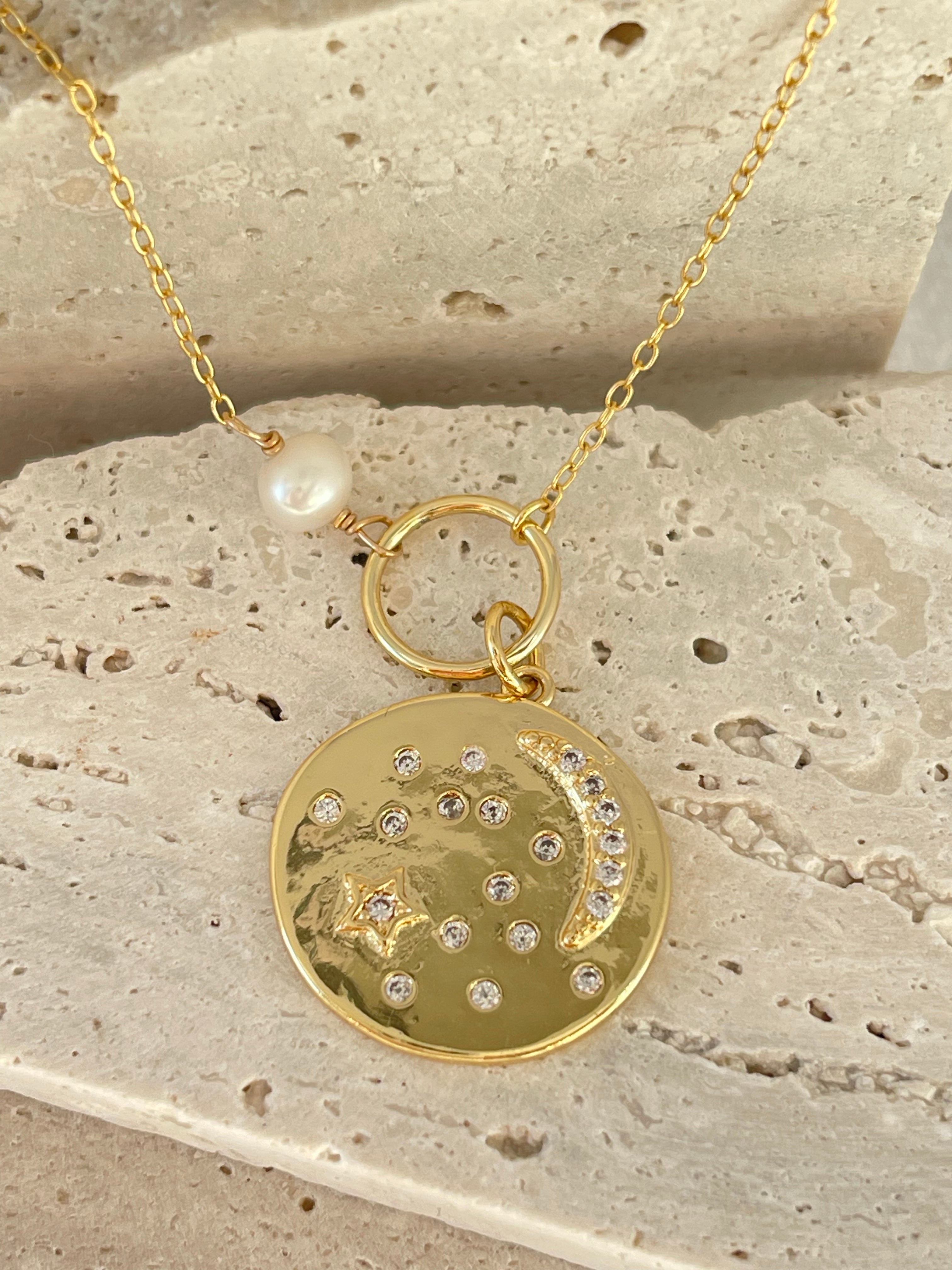 Luna Stars Pendant Gold Necklace - AD Jewellery Copenhagen
