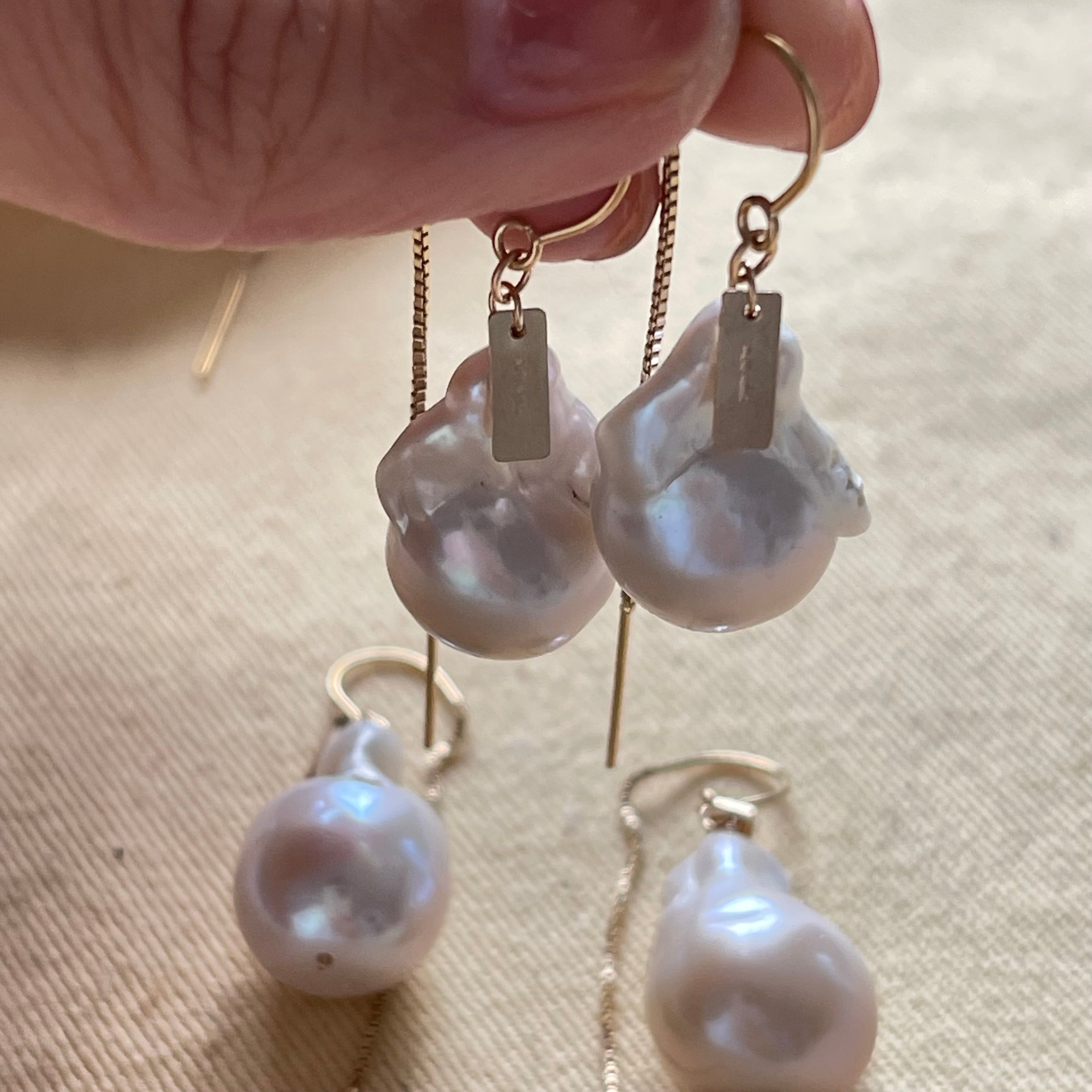 Baroque Pearl Earrings with Gold tag - AD Jewellery Copenhagen