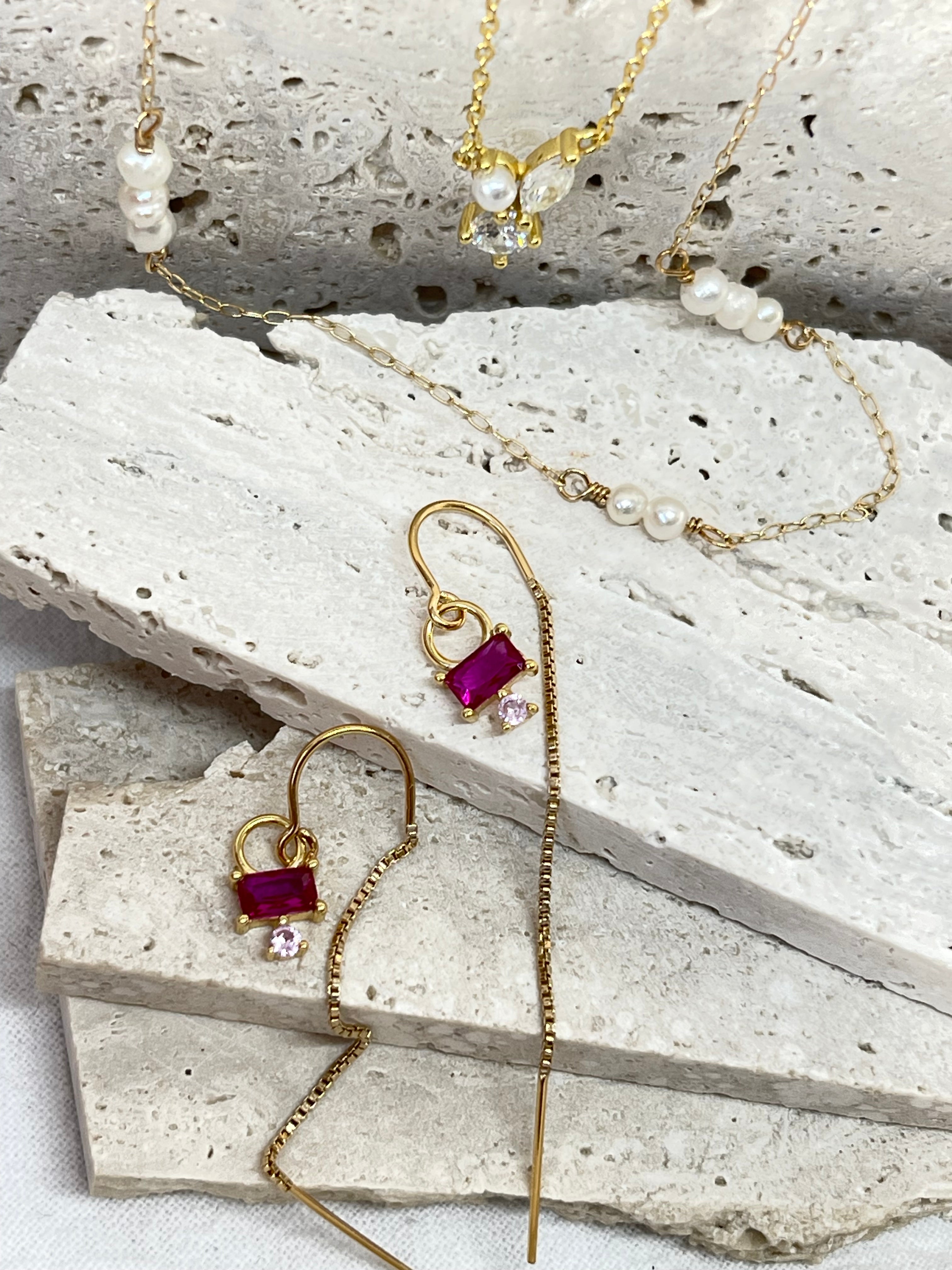 Red stones Earrings Mix and Match - AD Jewellery Copenhagen