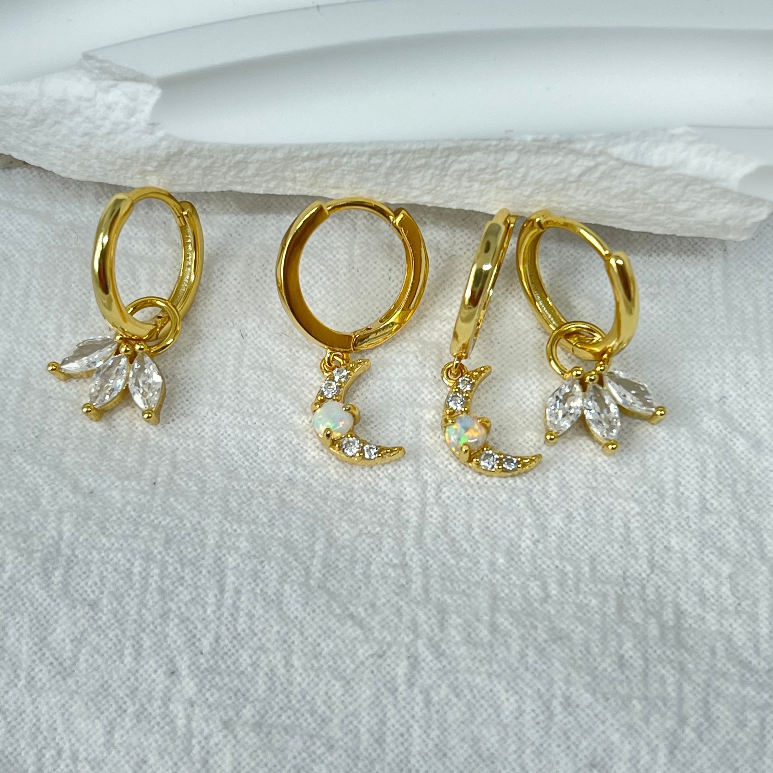Moon dangle huggies hoops Mix and Match - AD Jewellery Copenhagen