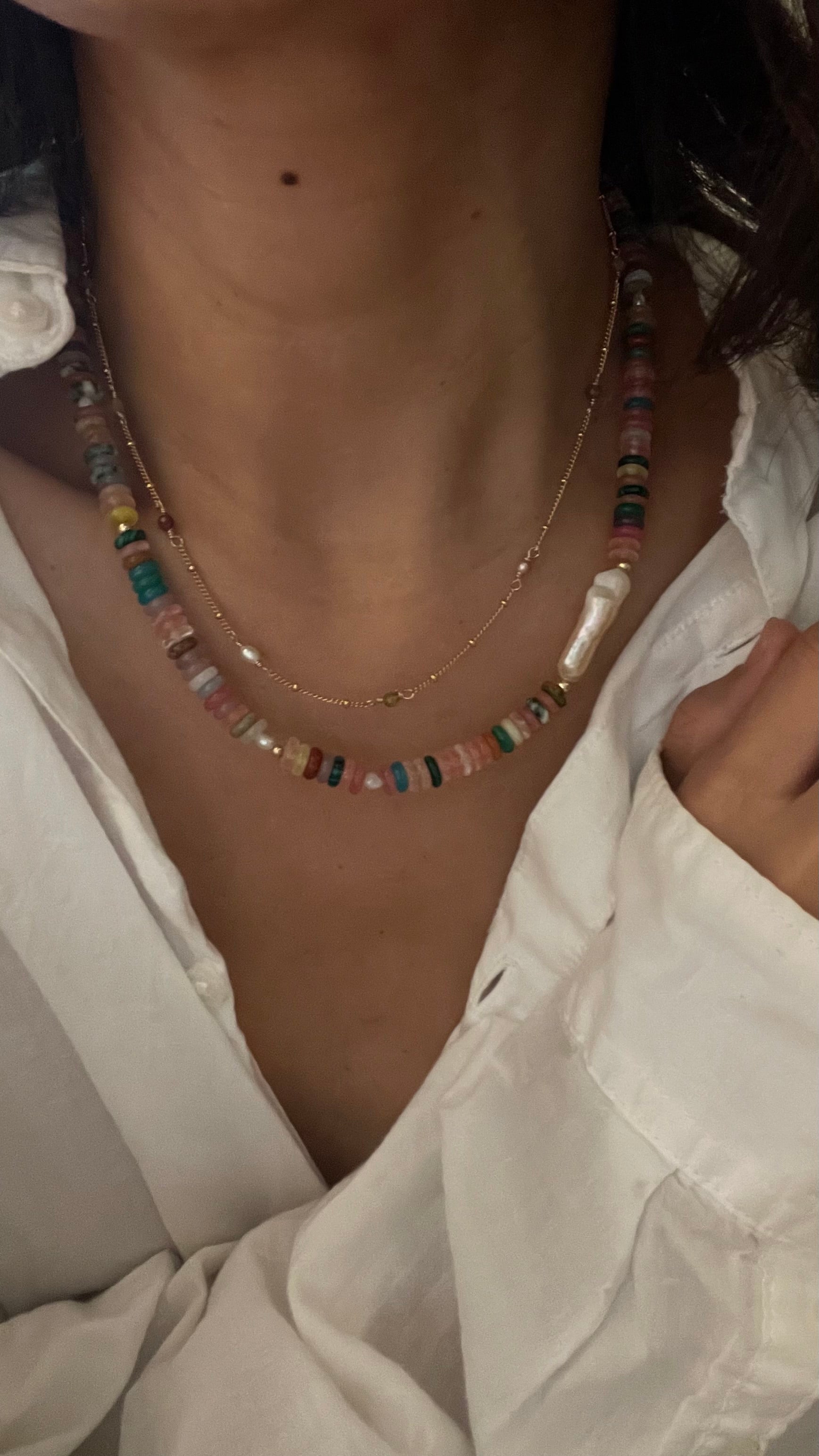 Multi color tourmaline gold Necklace - AD Jewellery Copenhagen