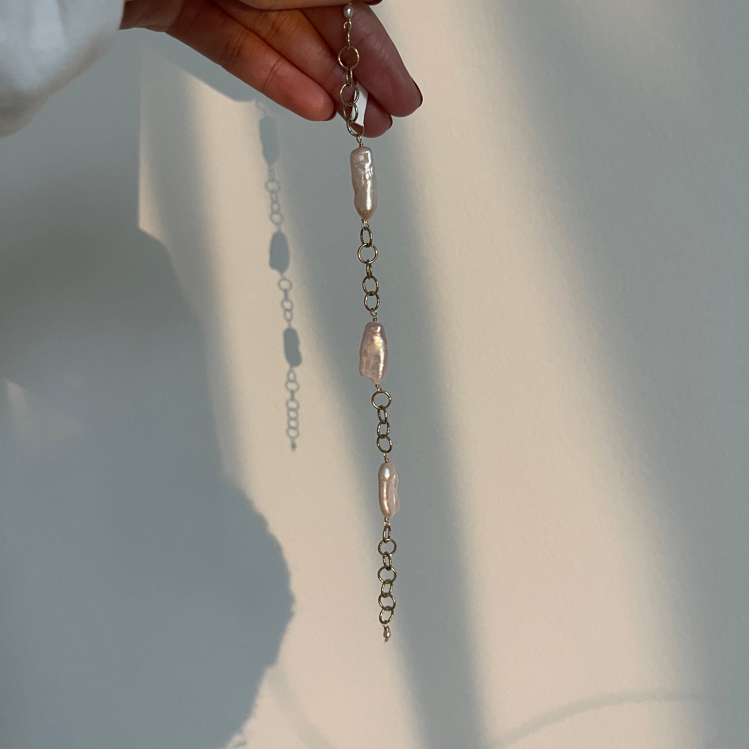 14K Goldfilled No.6 Baroque Pearl Chain Bracelet - AD Jewellery Copenhagen