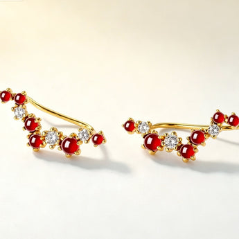 The Freja vintage Style Red Garnet Earrings - Gold Vermeil over Silver - AD Jewellery Copenhagen