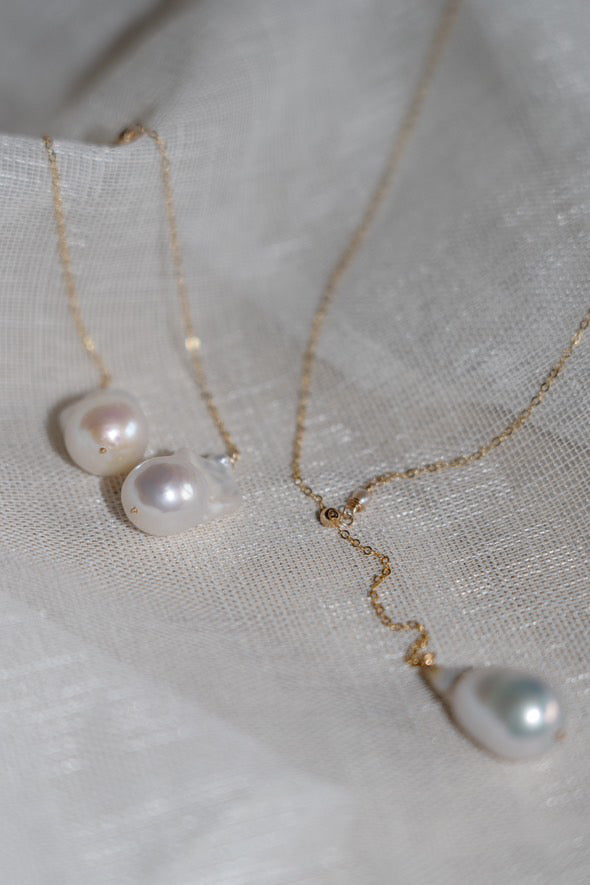 Dual-Wear Golden Bee & Natural Pearl Drop Earrings - Milan - AD Jewellery Copenhagen