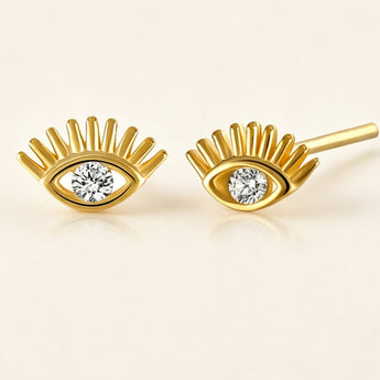 Gold evil eye Stud – Minimalist Single Earring | Stackable - AD Jewellery Copenhagen