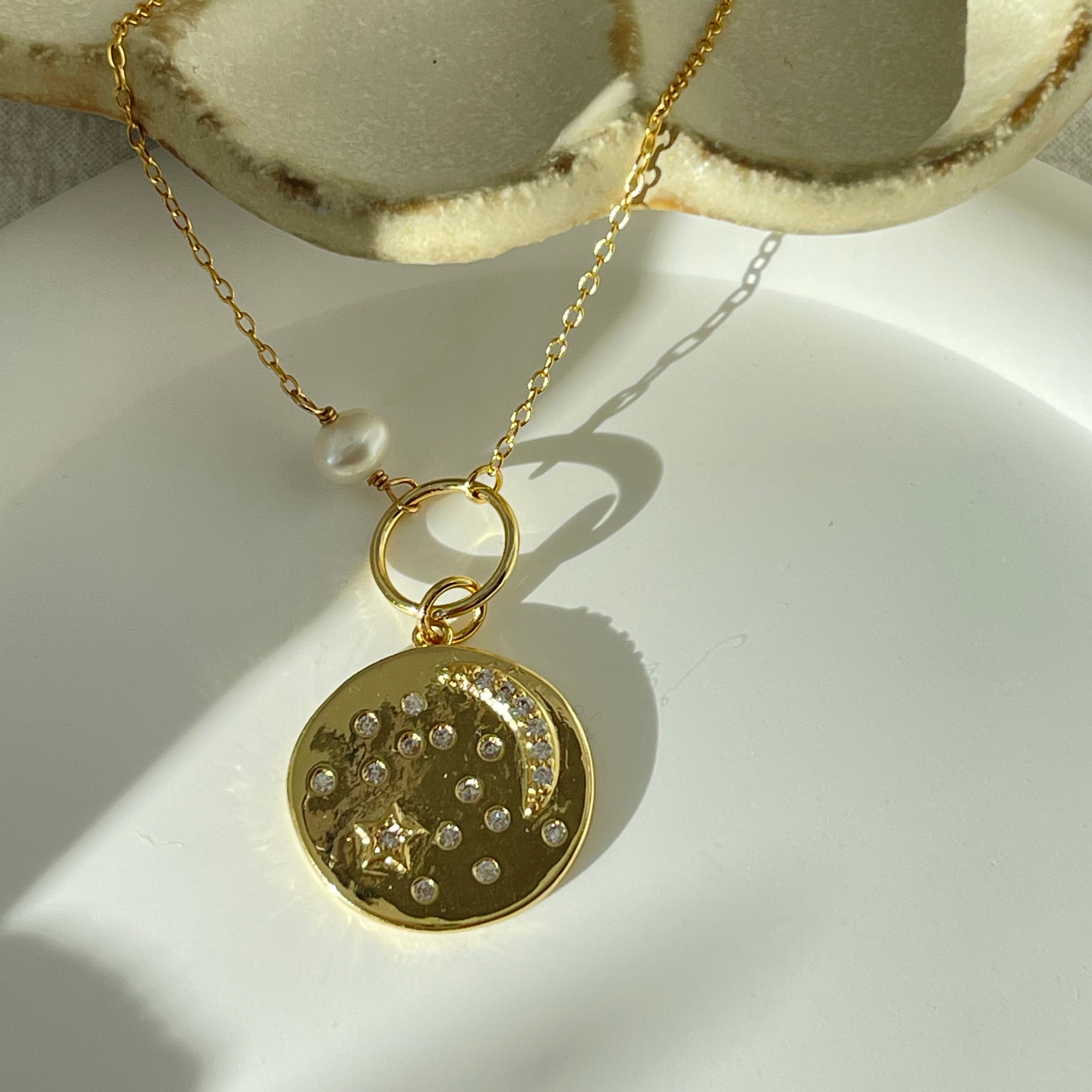 Luna Stars Pendant Gold Necklace - AD Jewellery Copenhagen