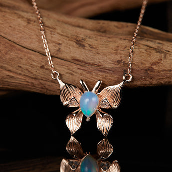 S925 Sterling Silver Natural Opal Pendant Necklace - AD Jewellery Copenhagen