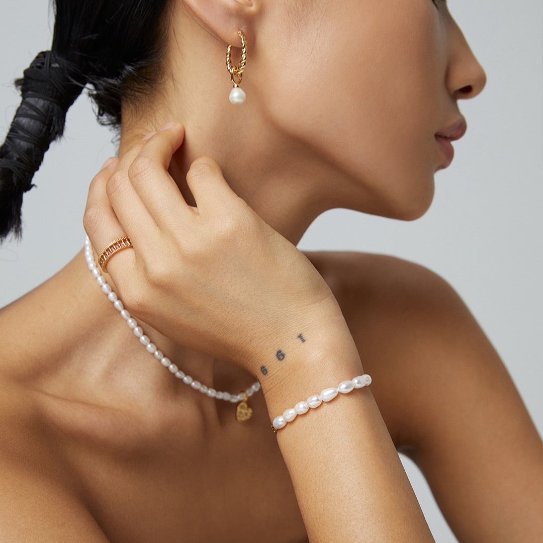 18K Gold Vermeil Emily Pearl hoops Earrings - AD Jewellery Copenhagen