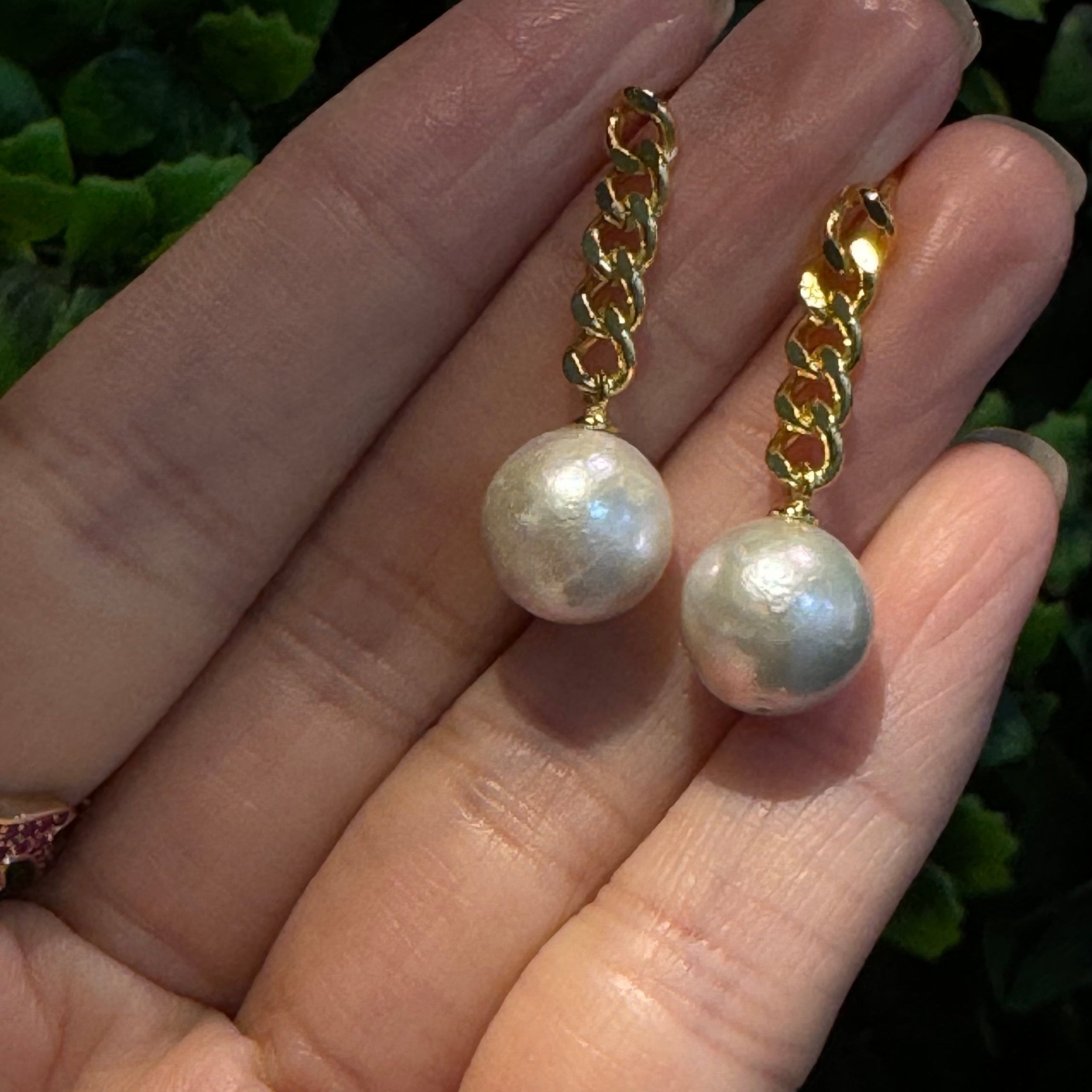 Cuban Chain Pearl Earrings - AD Jewellery Copenhagen