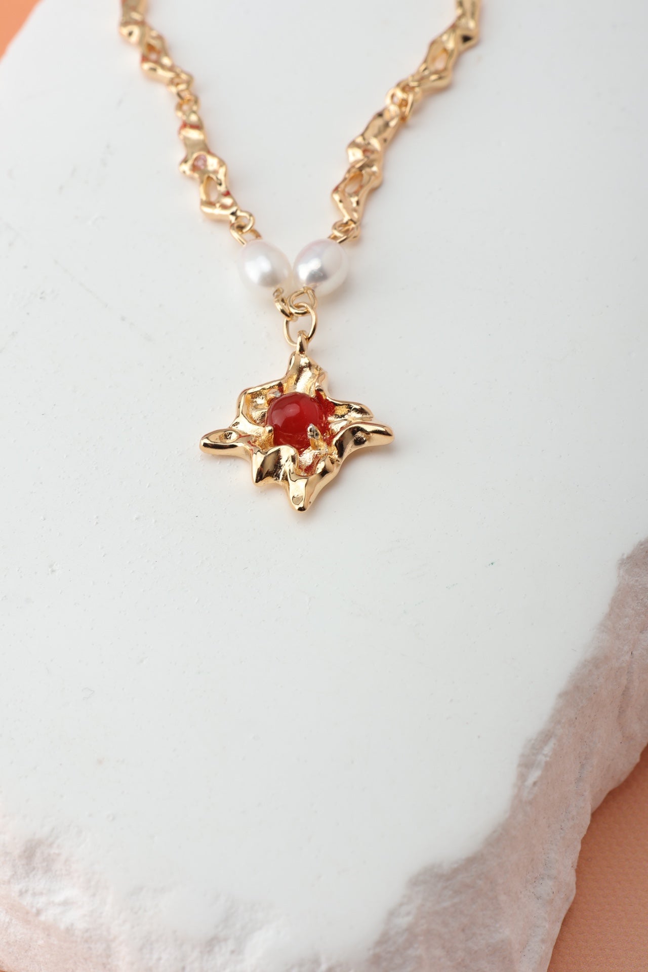 Red Agate chain Necklace/ Ready to wear - AD Jewellery Copenhagen