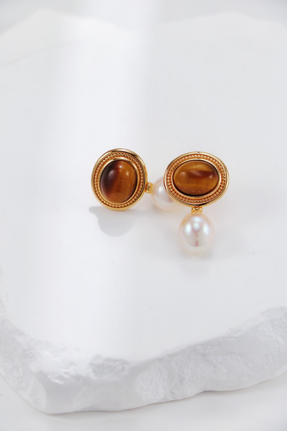 Laia Tigers Eye Pearl Earrings/ Ready to wear - AD Jewellery Copenhagen