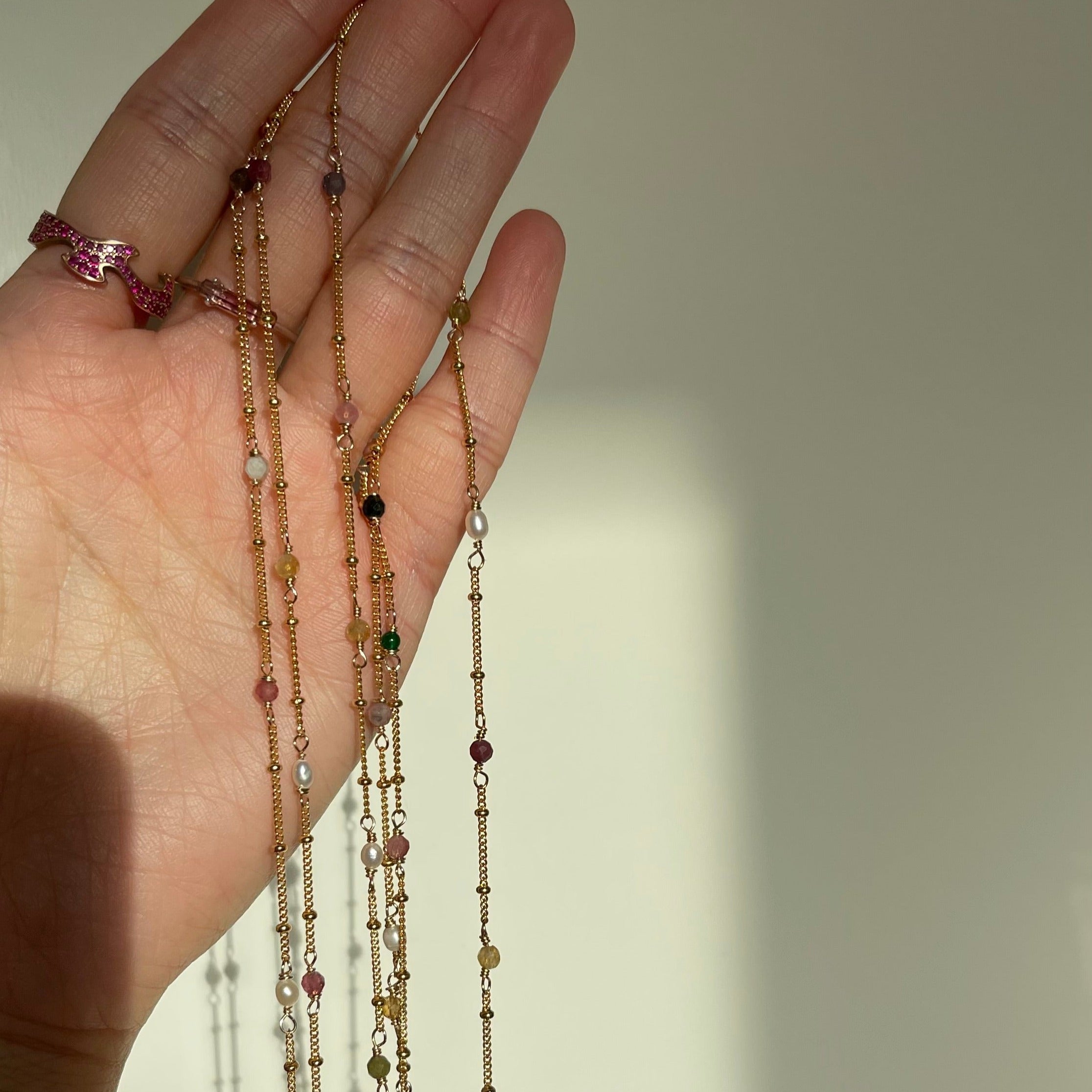 Multi color tourmaline gold Necklace - AD Jewellery Copenhagen