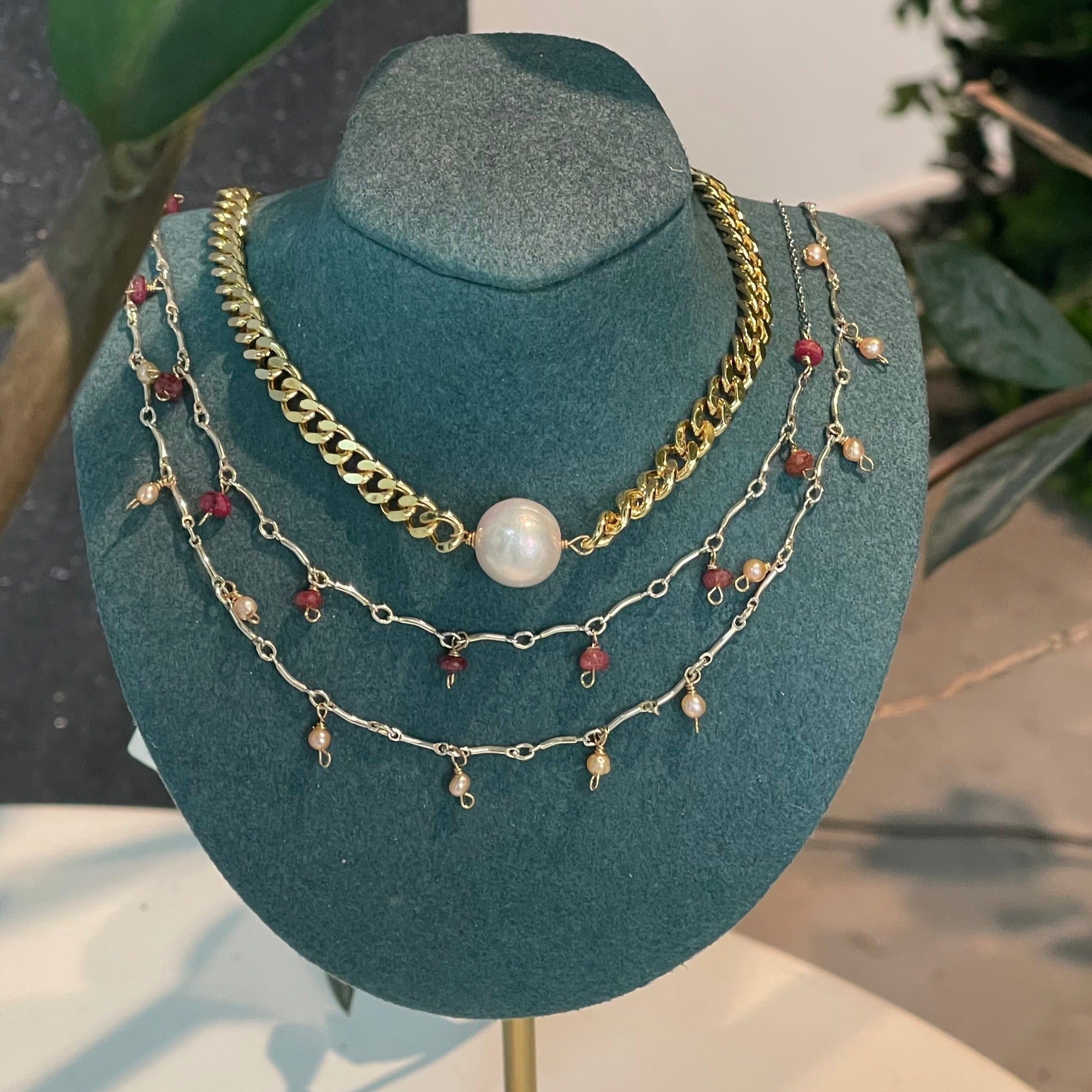 Cuban one Pearl Choker Necklace - AD Jewellery Copenhagen