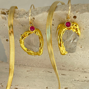 Raw Crystal Golden Earrings - AD Jewellery Copenhagen