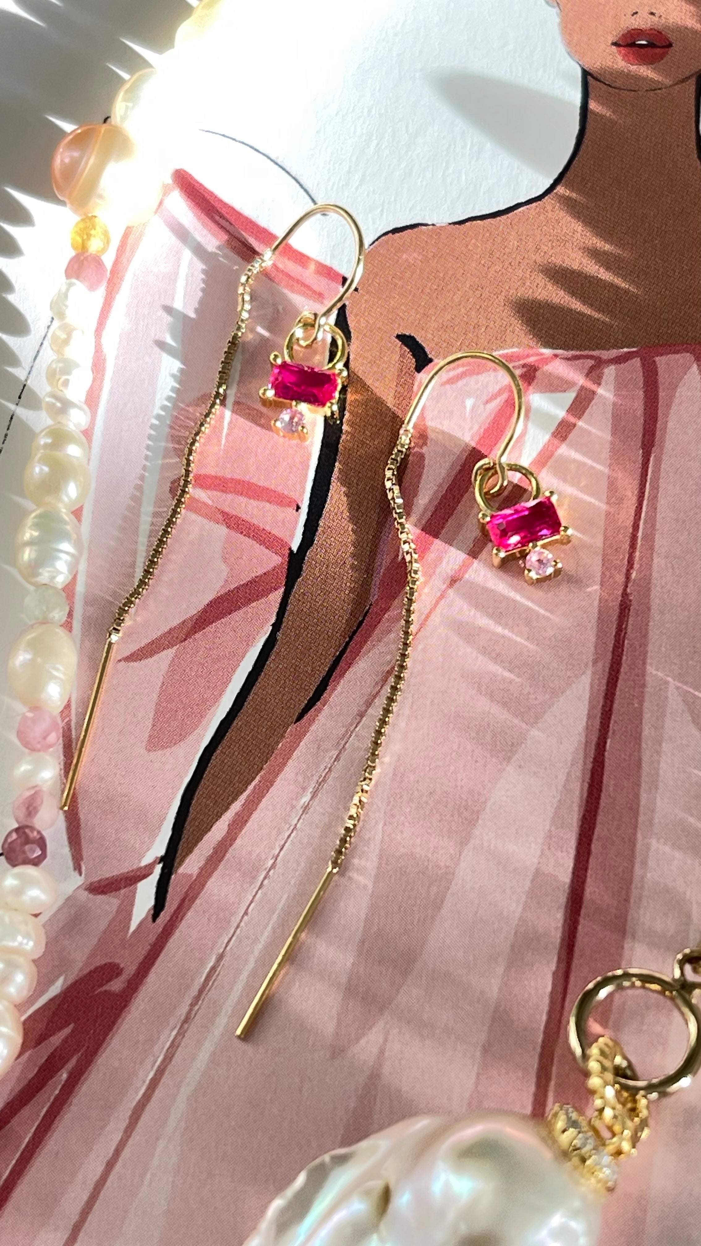 Red stones Earrings Mix and Match - AD Jewellery Copenhagen