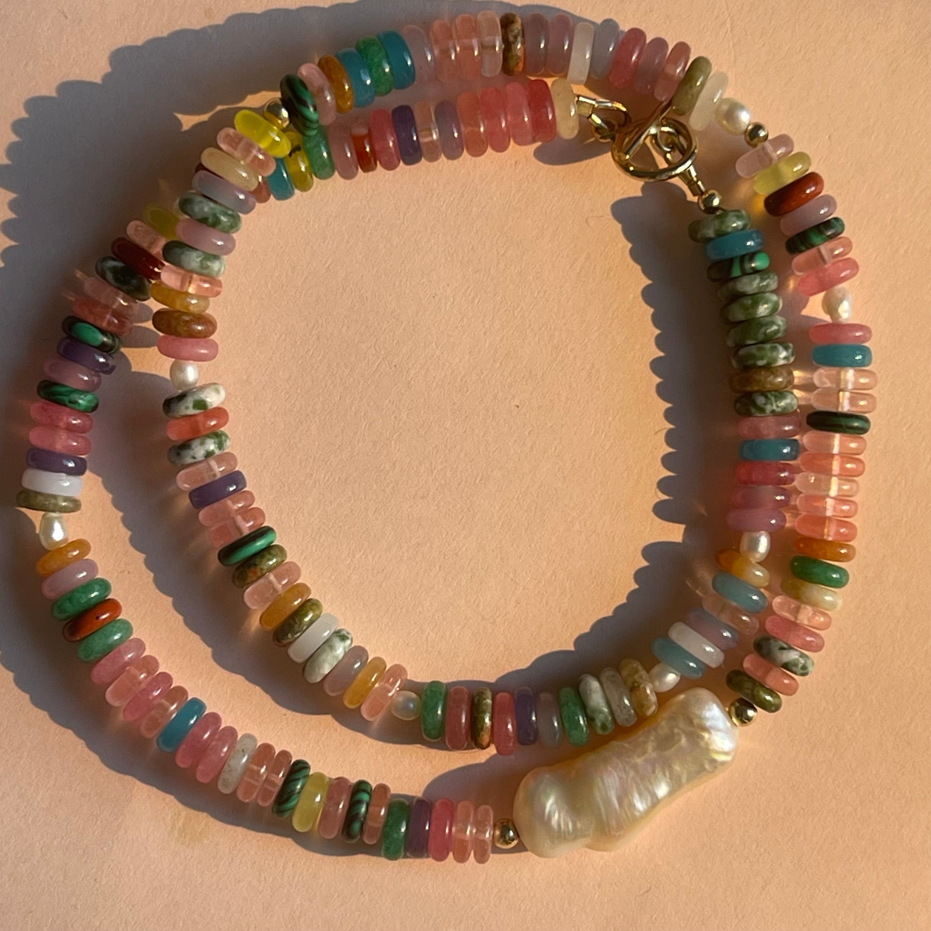 Multi-coloured Stone Necklace - AD Jewellery Copenhagen