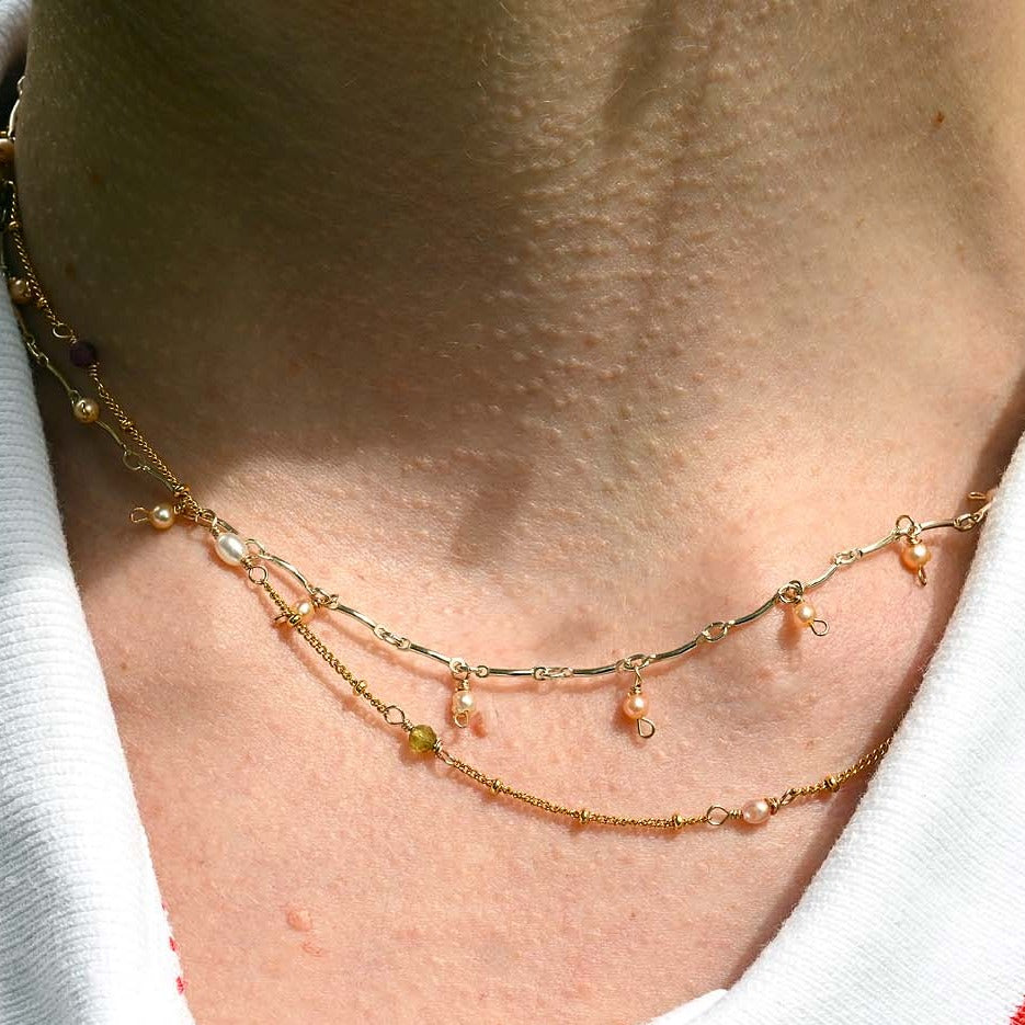 Multi color tourmaline gold Necklace - AD Jewellery Copenhagen
