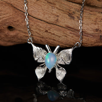 S925 Sterling Silver Natural Opal Pendant Necklace - AD Jewellery Copenhagen