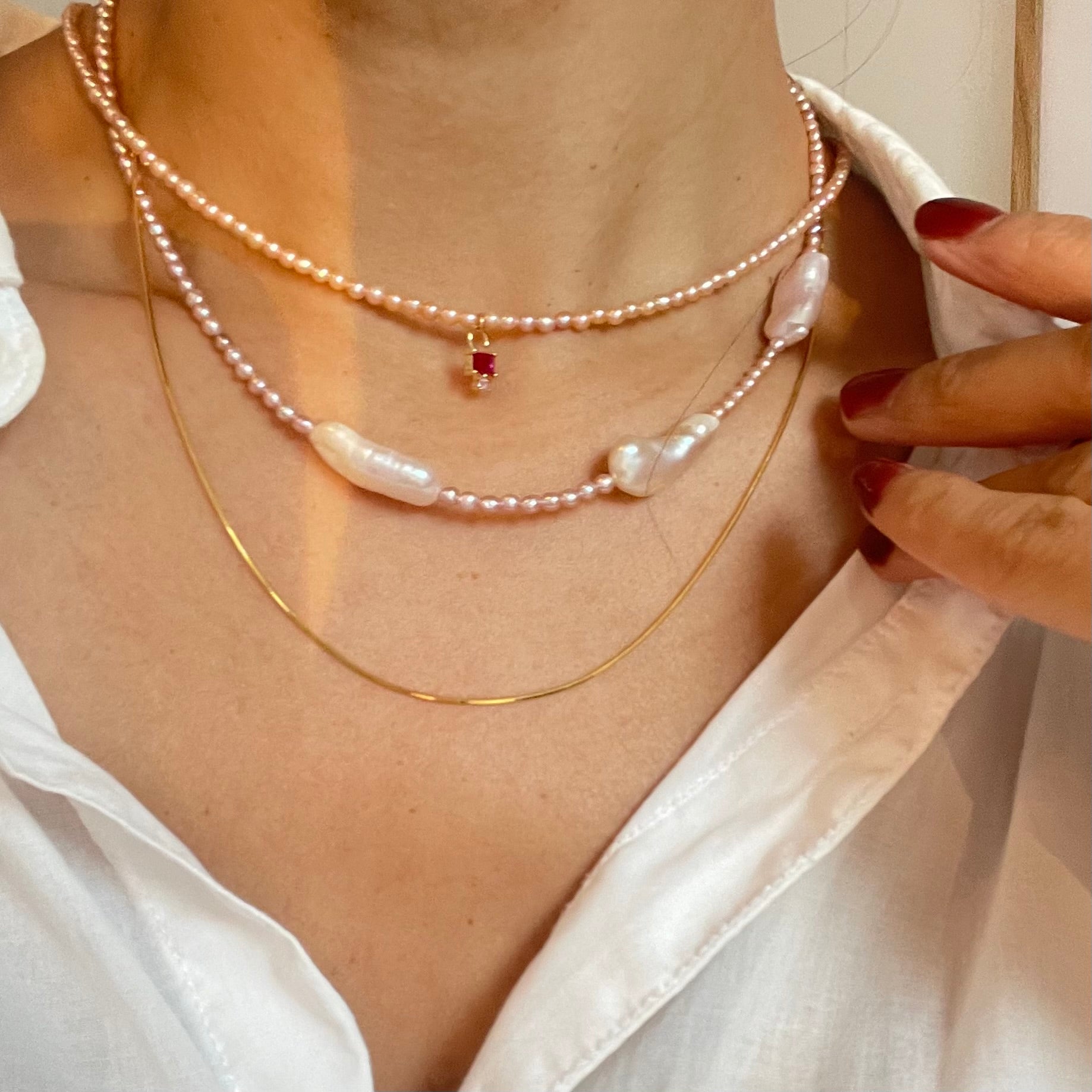 No.6 Collection Pink Baroque Pearls Necklace - AD Jewellery Copenhagen