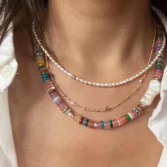 Multi color tourmaline gold Necklace - AD Jewellery Copenhagen