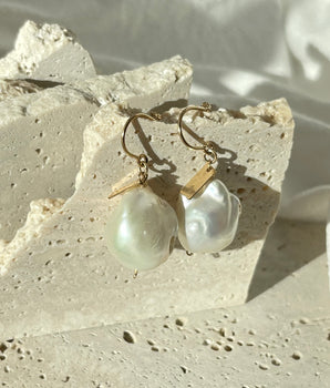 Baroque Pearl Earrings with Gold tag - AD Jewellery Copenhagen