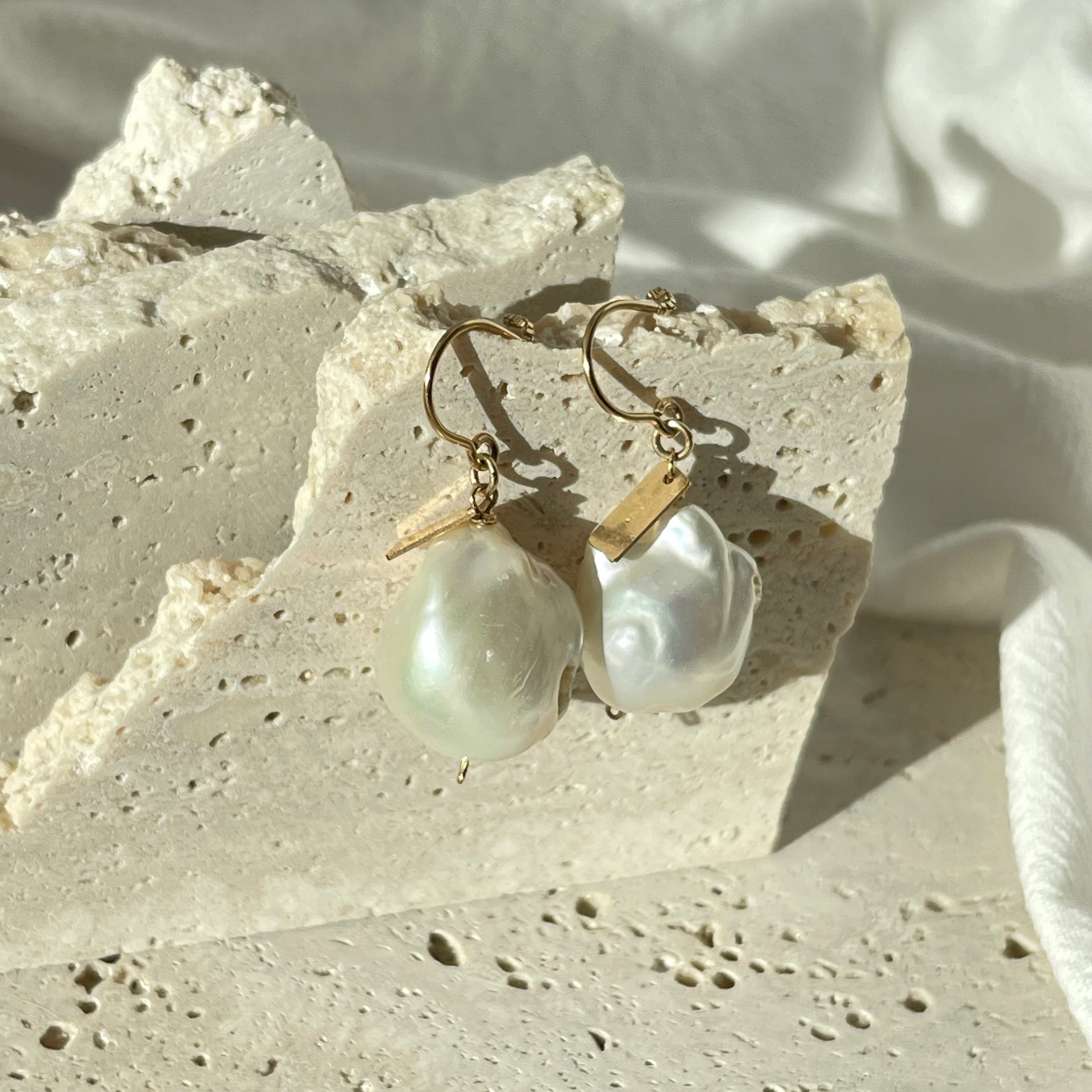 Baroque Pearl Earrings with Gold tag - AD Jewellery Copenhagen