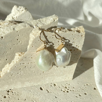 Baroque Pearl Earrings with Gold tag - AD Jewellery Copenhagen